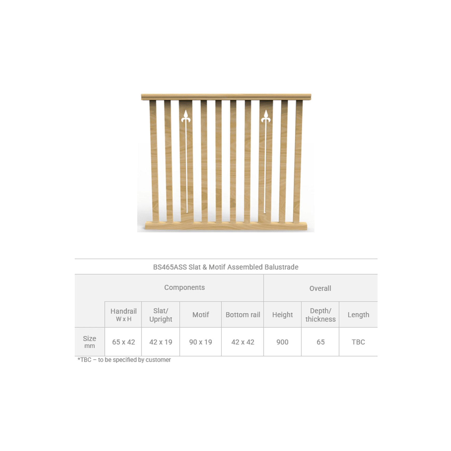 BS465ASS Slat & Motif Assembled Level Balustrade