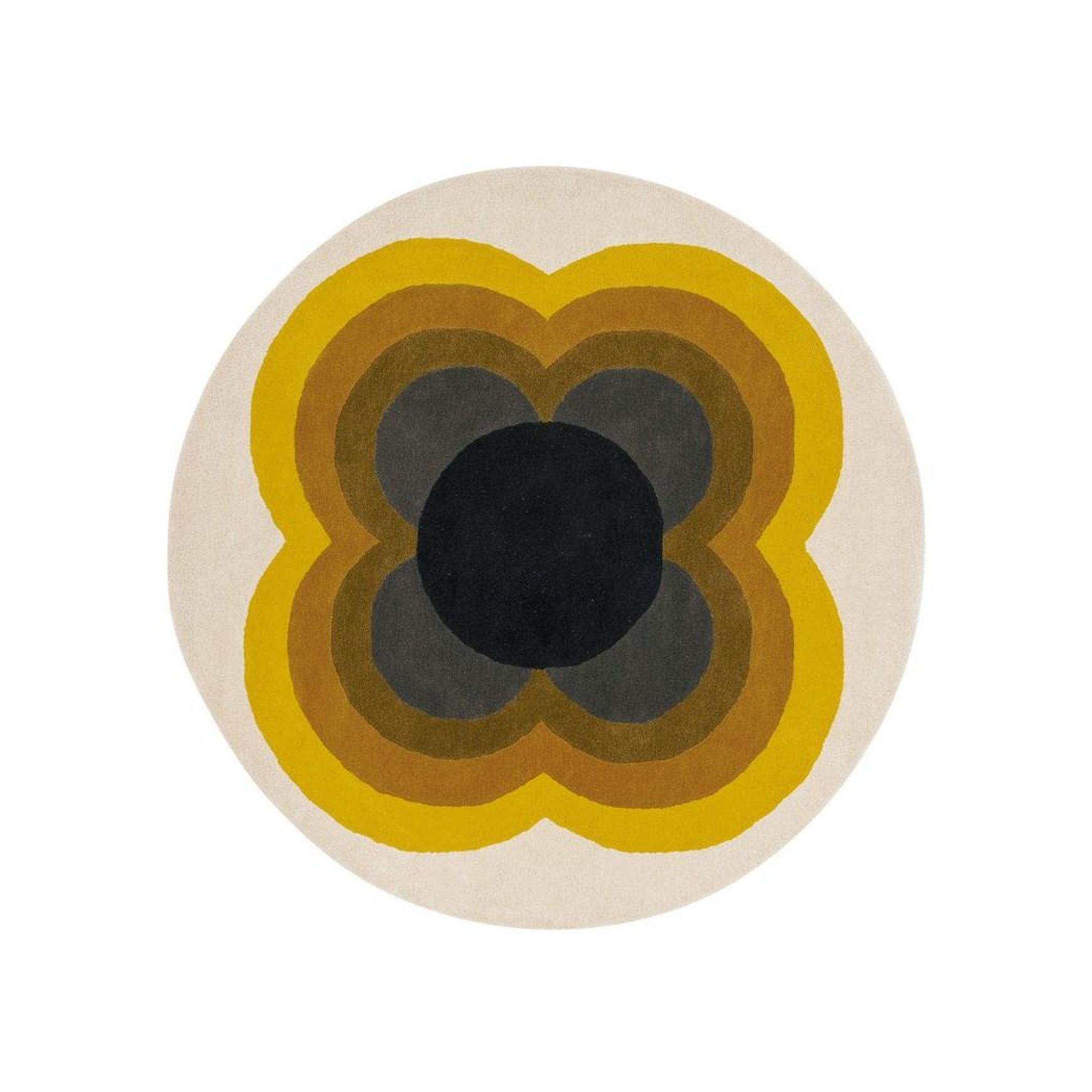 Orla Kiely Sunflower Rug - Yellow | 100% Wool Round Floor Rug