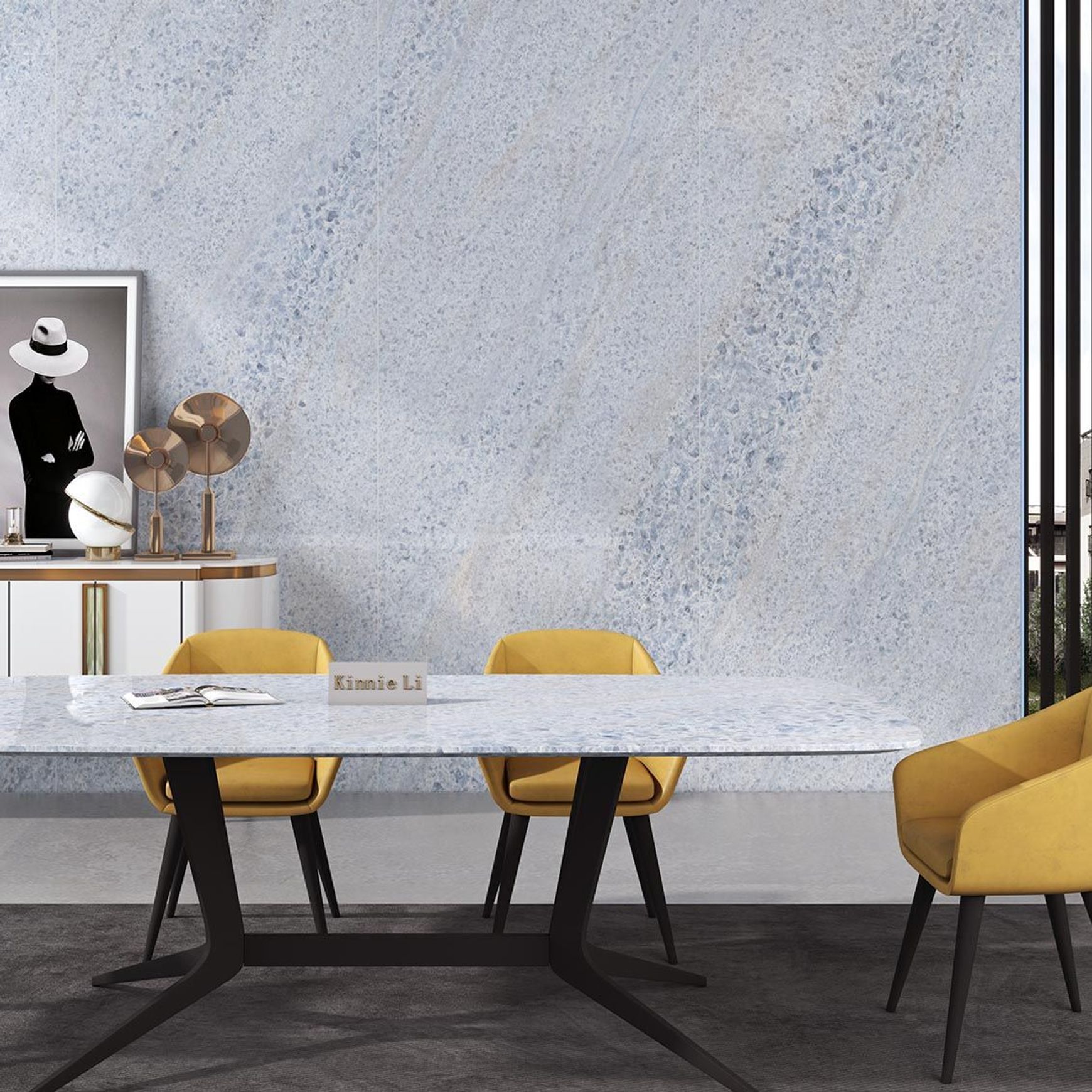 Blue Gold Sand Polished Porcelain Tile 1200x2700