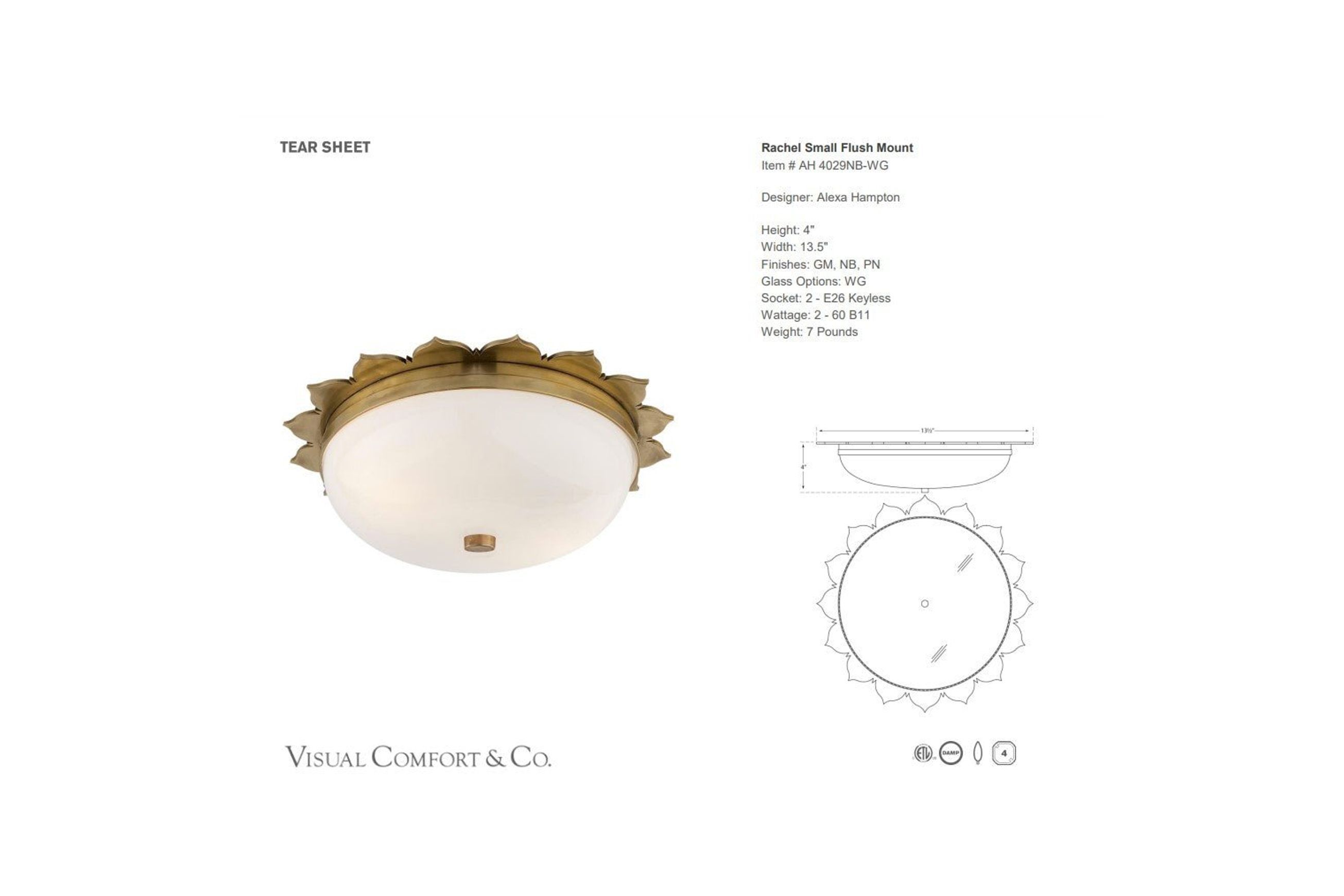 Alexa Hampton Rachel Small Flush Mount