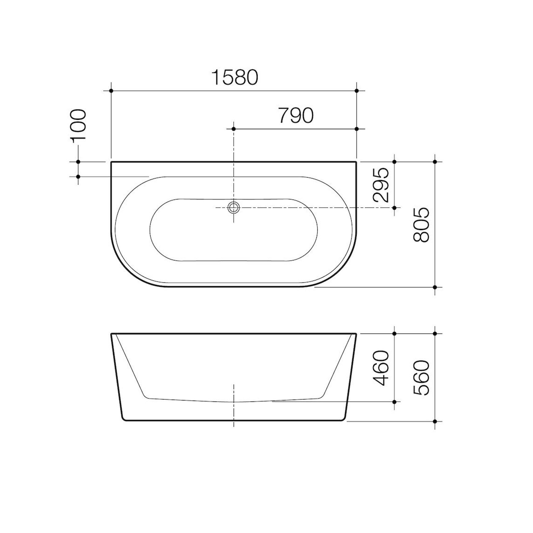 Urbane II Back to Wall Free Standing Bath 1600