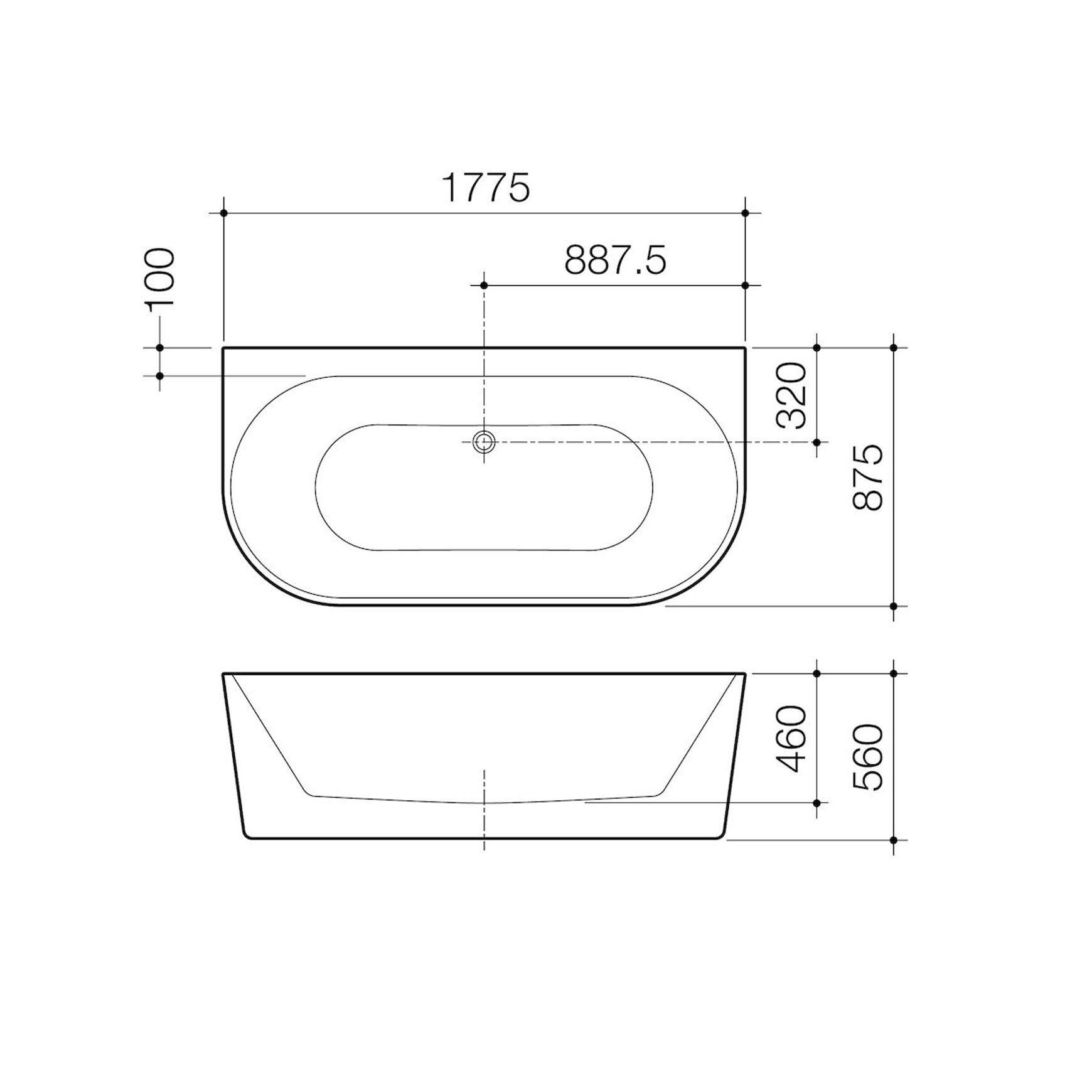 Urbane II Back to Wall Free Standing Bath 1800