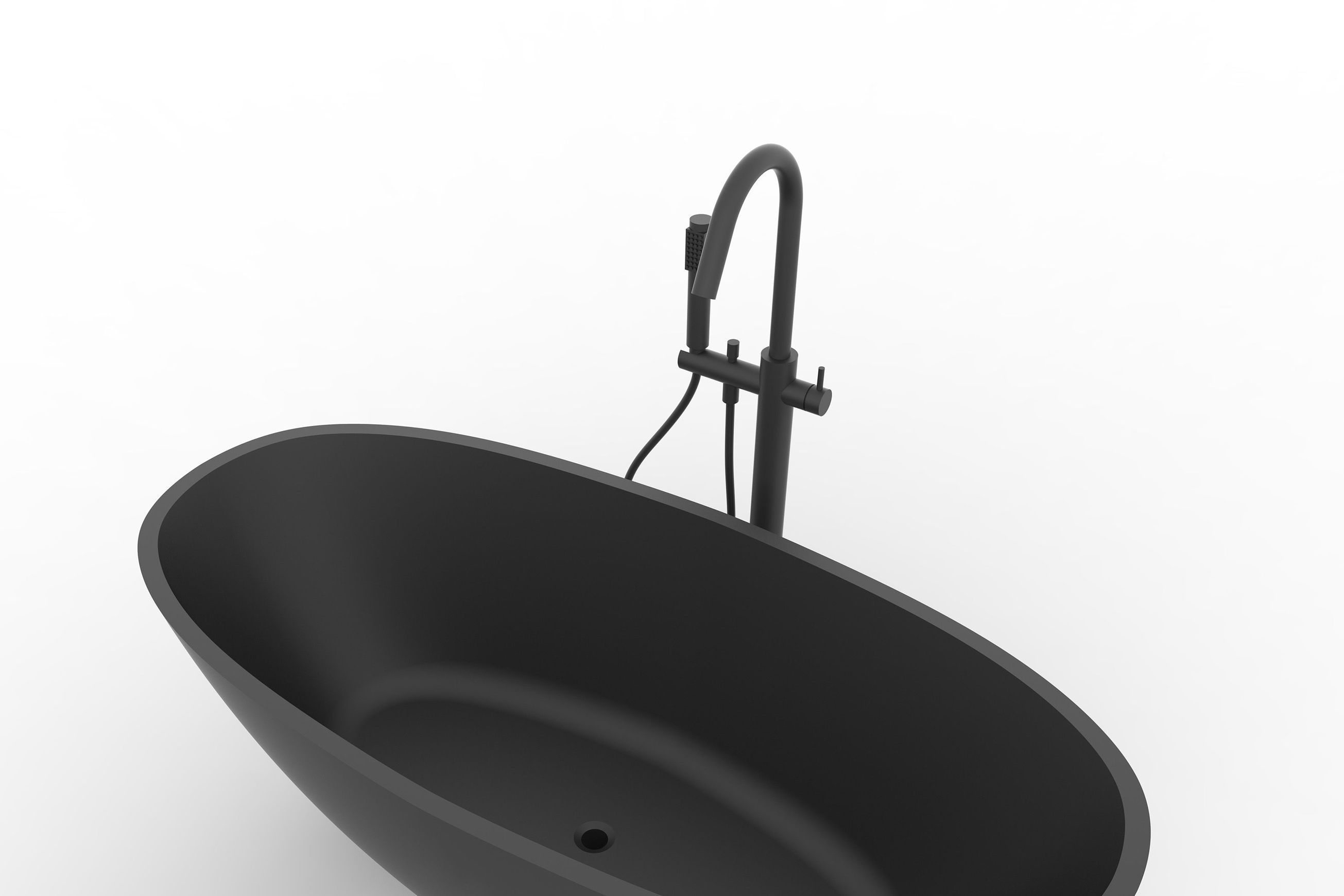 Hugi B008 Large Curved Bath 1640MM - Matte Concrete