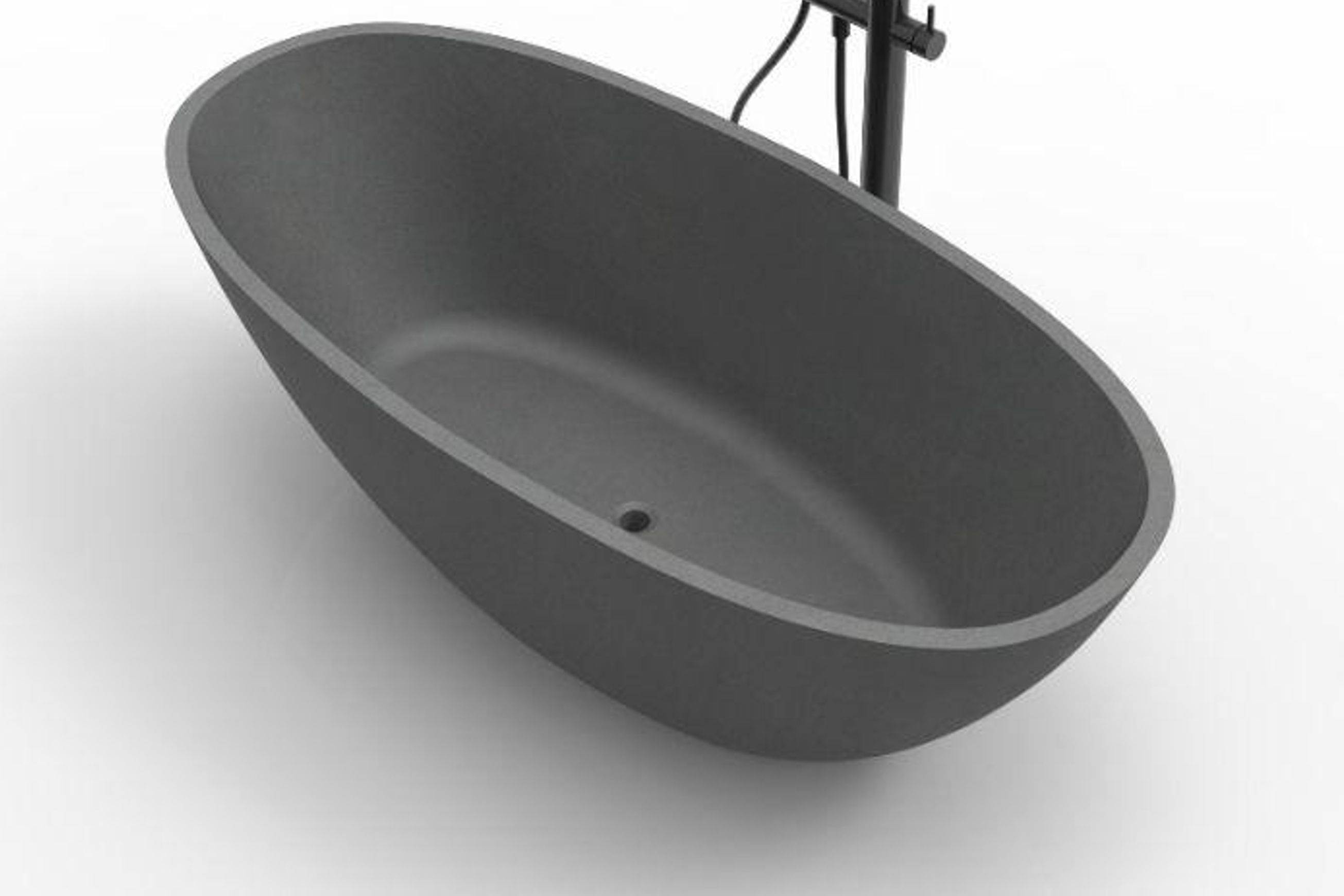Hugi B008 Large Curved Bath 1640MM - Matte Concrete