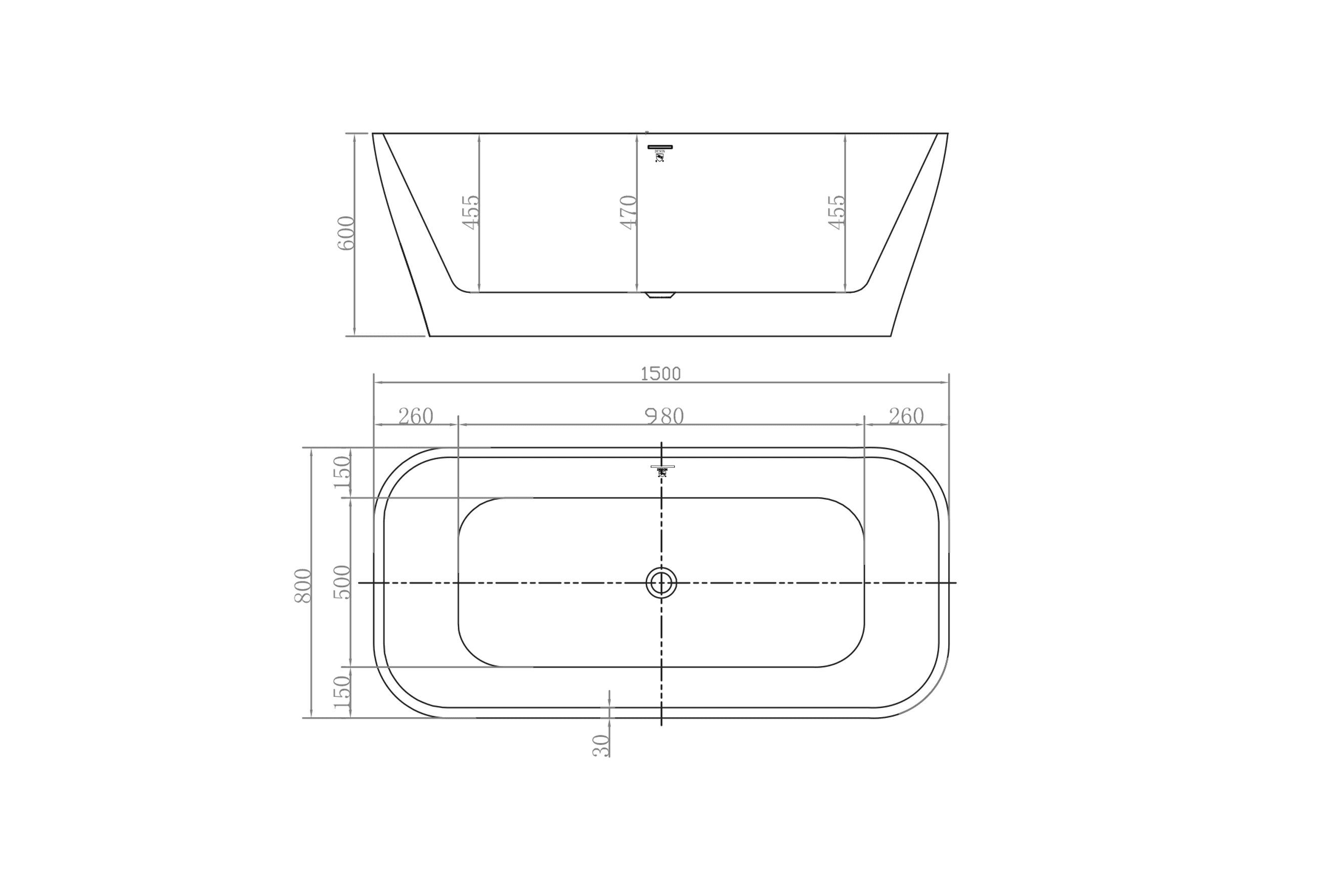 The Smith 1500mm Freestanding Bath Matte White