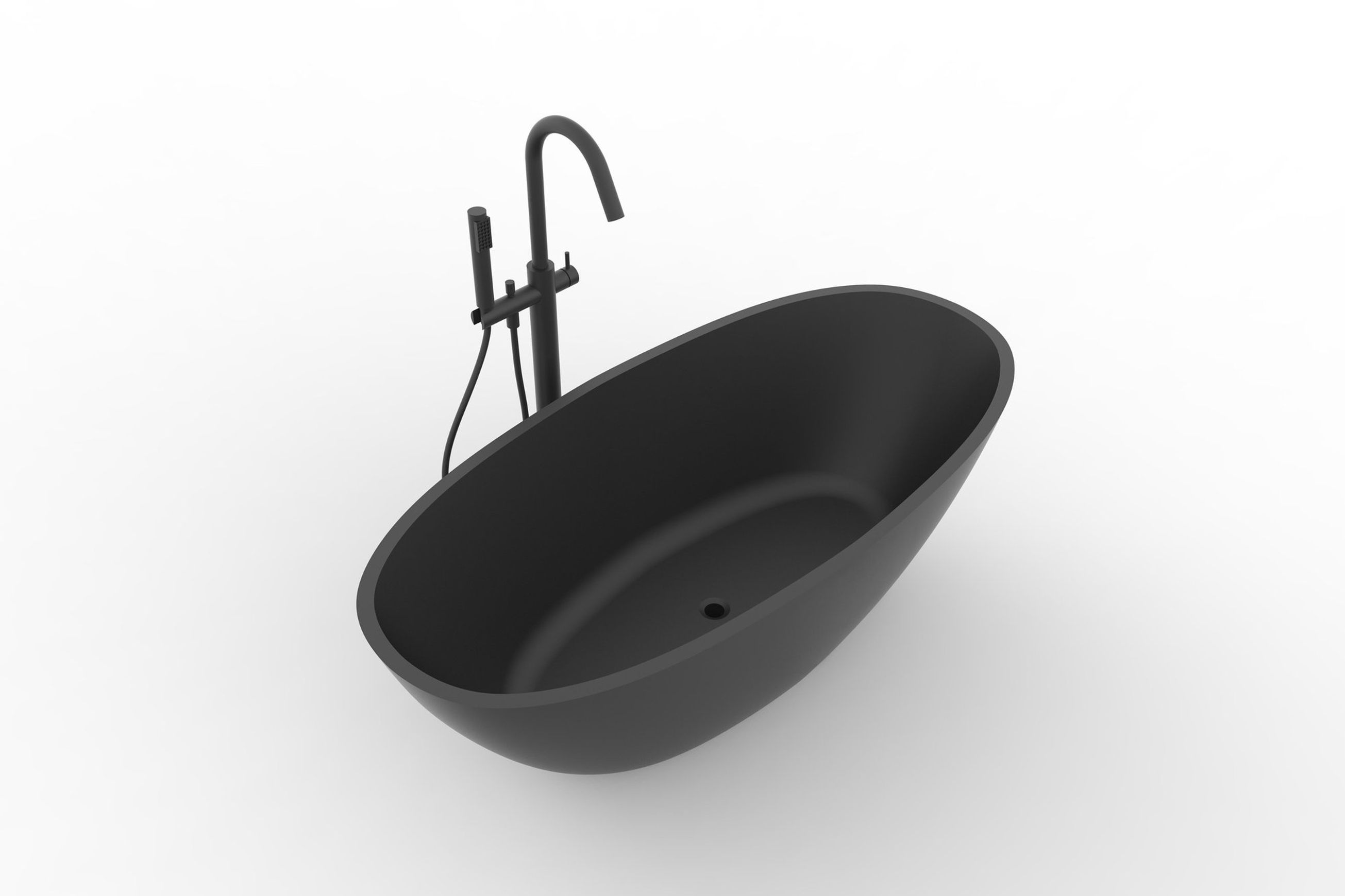 B008 Classic Oval Shaped Hugi Matte Black Bath 1640MM