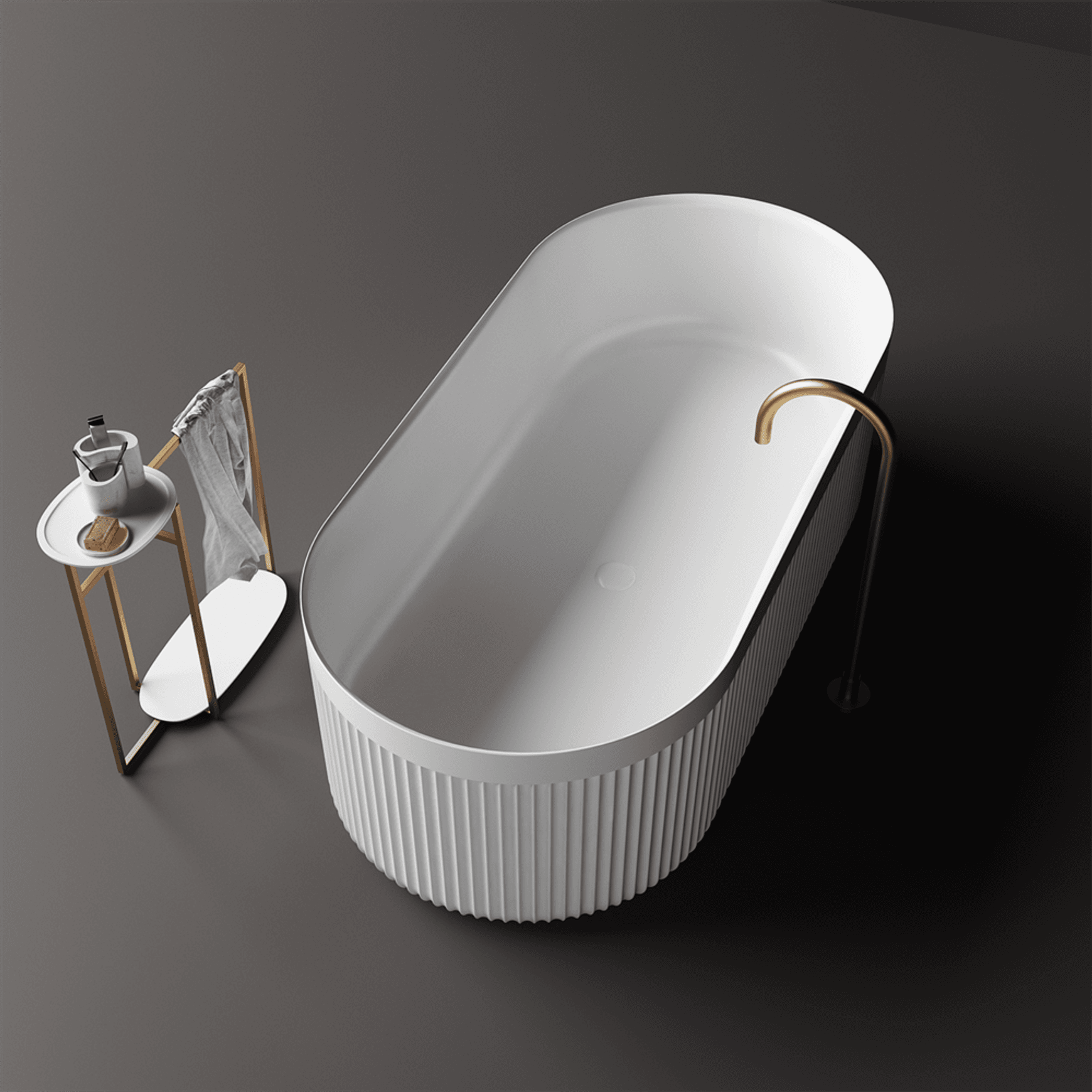 Venus 1700mm Fluted Freestanding Stone Bath - ST86