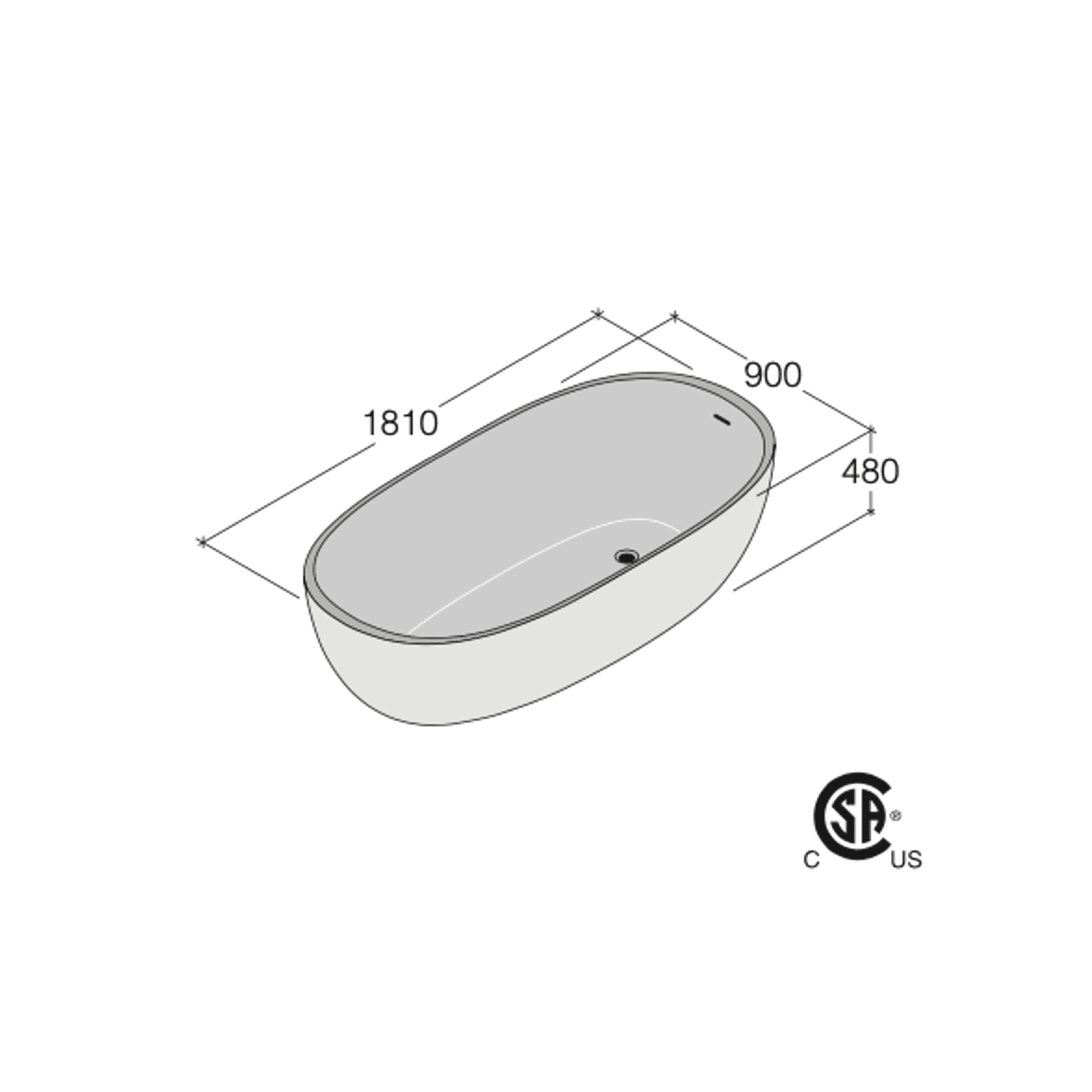 Iceland Bathtub by Boffi dimensions
