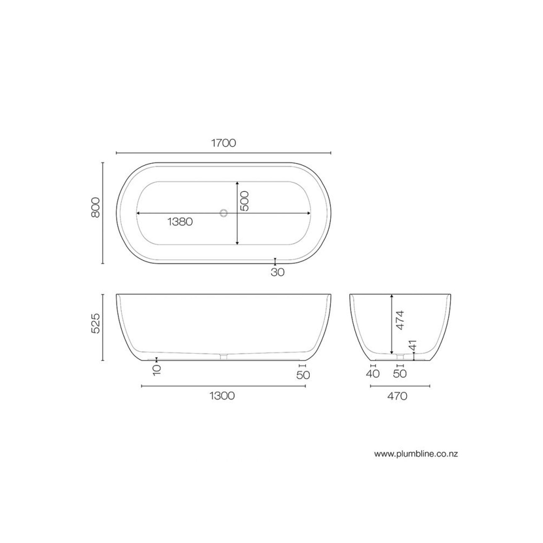 Vela 1700 Freestanding Bath