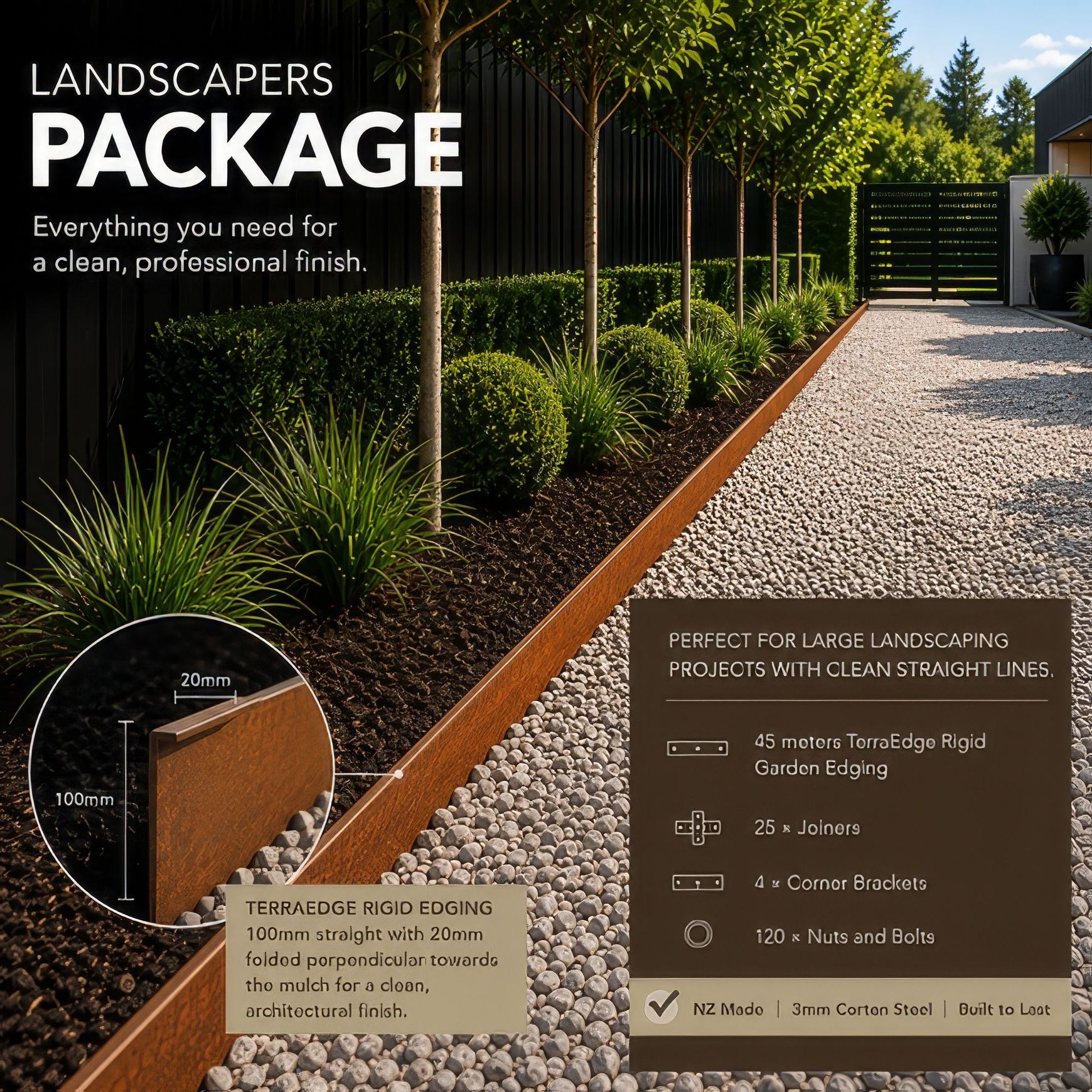 Landscapers Package – 45 meters TerraEdge Flexible kit