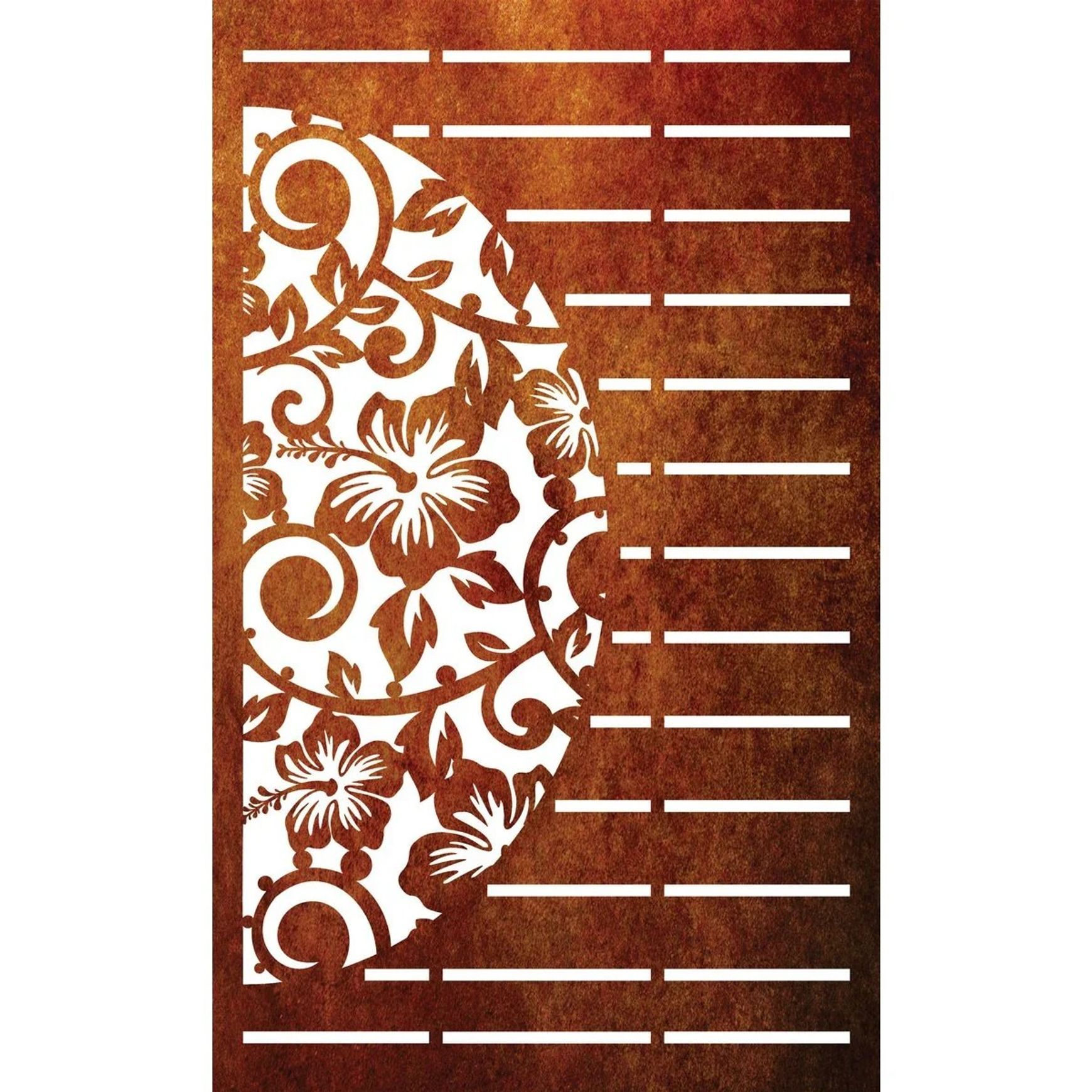 Fence Panel - Half Hibiscus with Koru & Straight lines