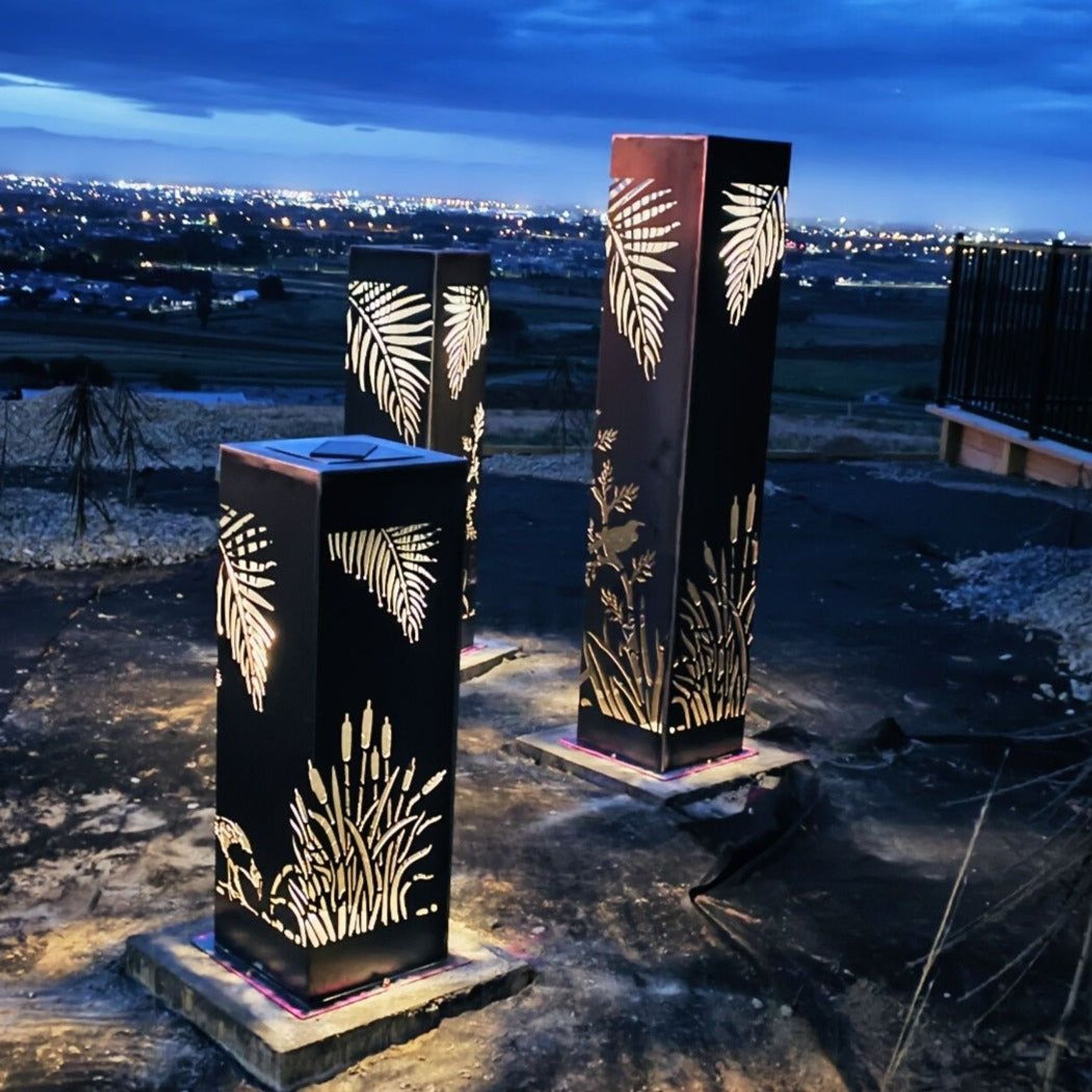 Corten Steel Garden Sculptures -  Wild Light pillar