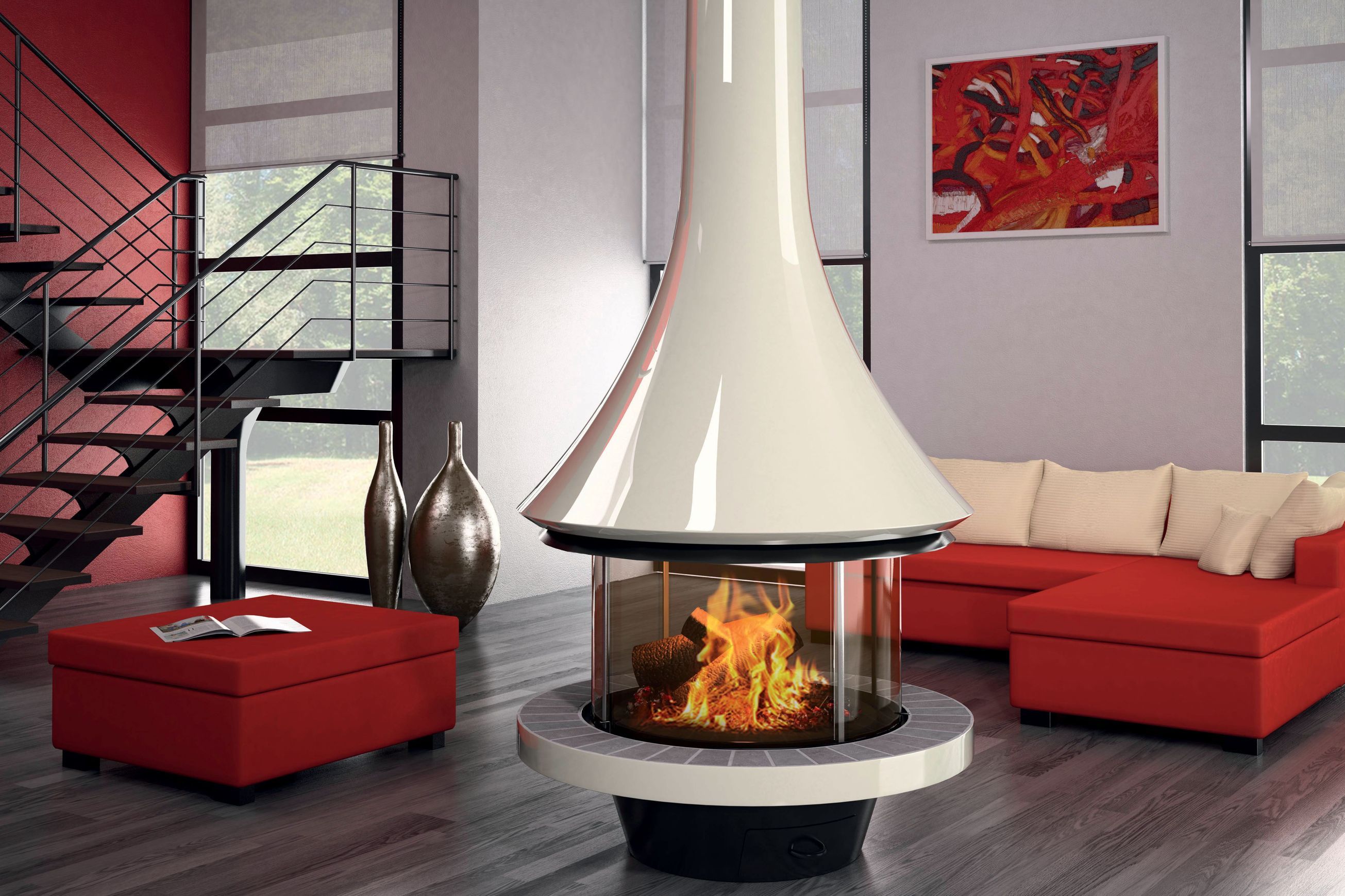 JC Bordelet Eva 992 - Suspended Wood Fireplace