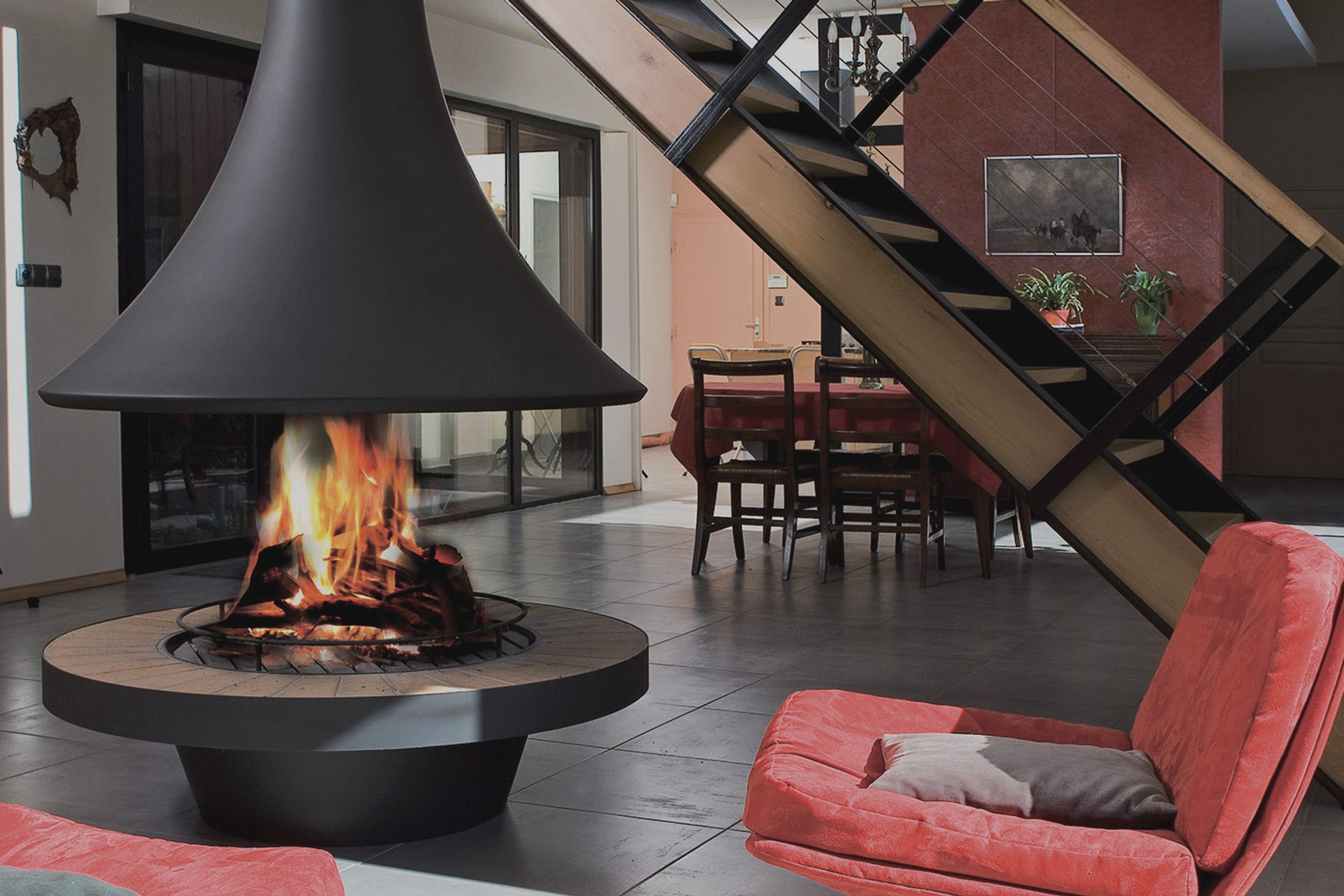 JC Bordelet Eva 992 - Suspended Wood Fireplace
