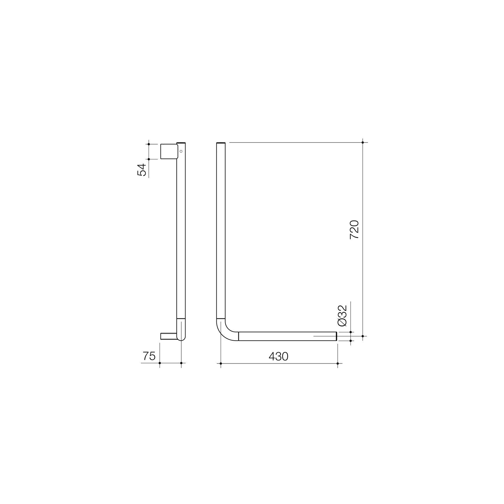 Opal Support Rail 90 Degree Angled