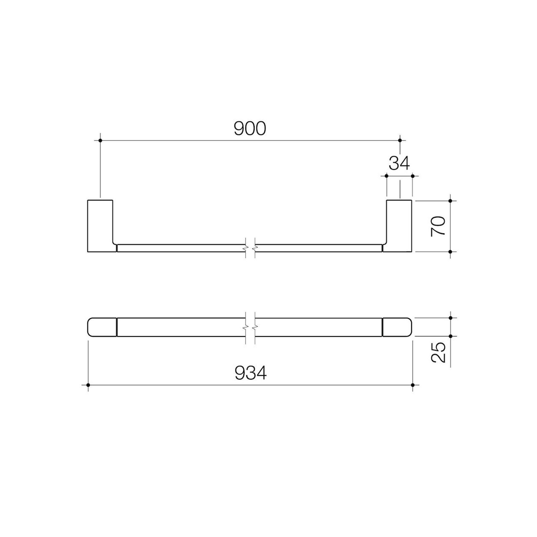 Luna Single Towel Rail 930mm