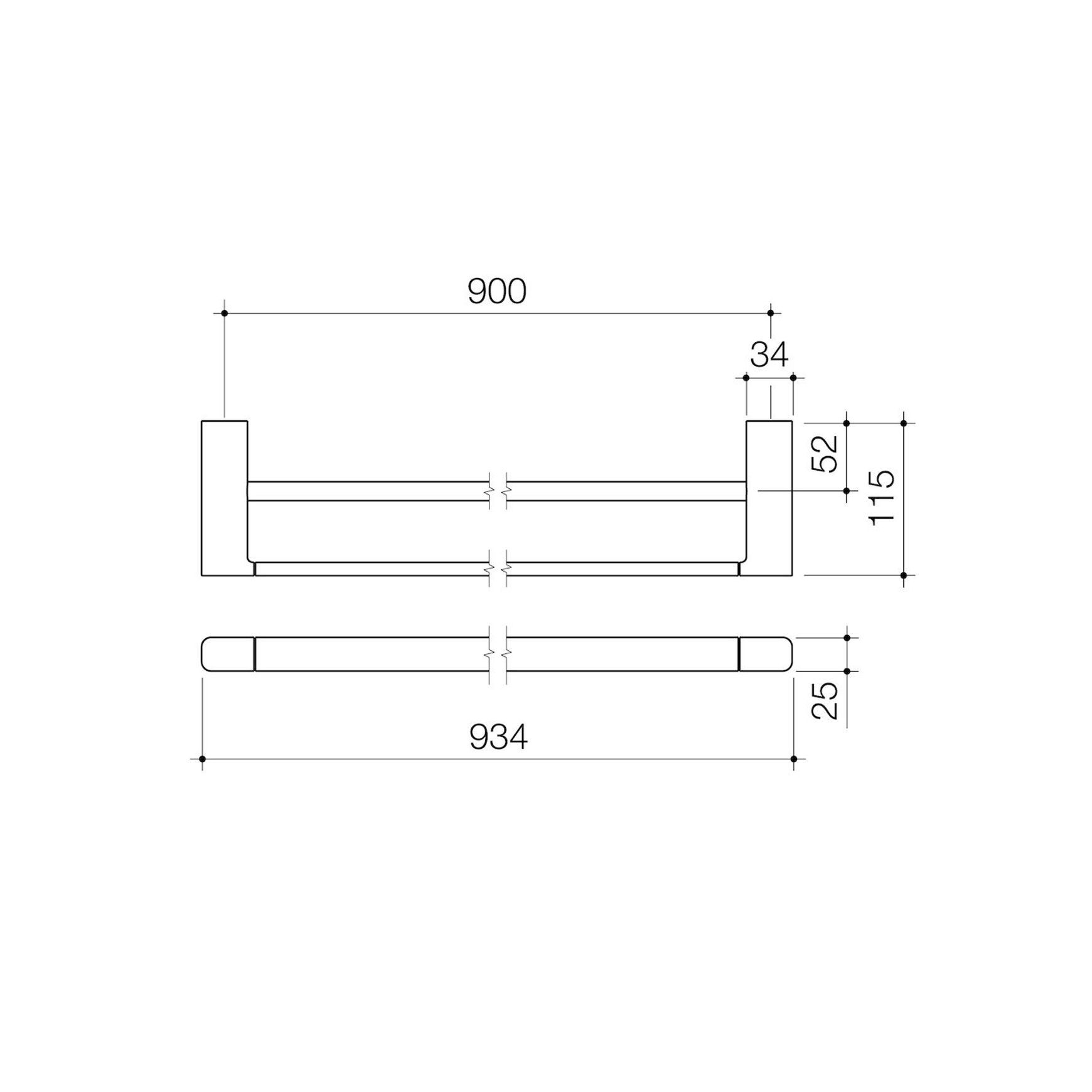 Luna Double Towel Rail 930mm