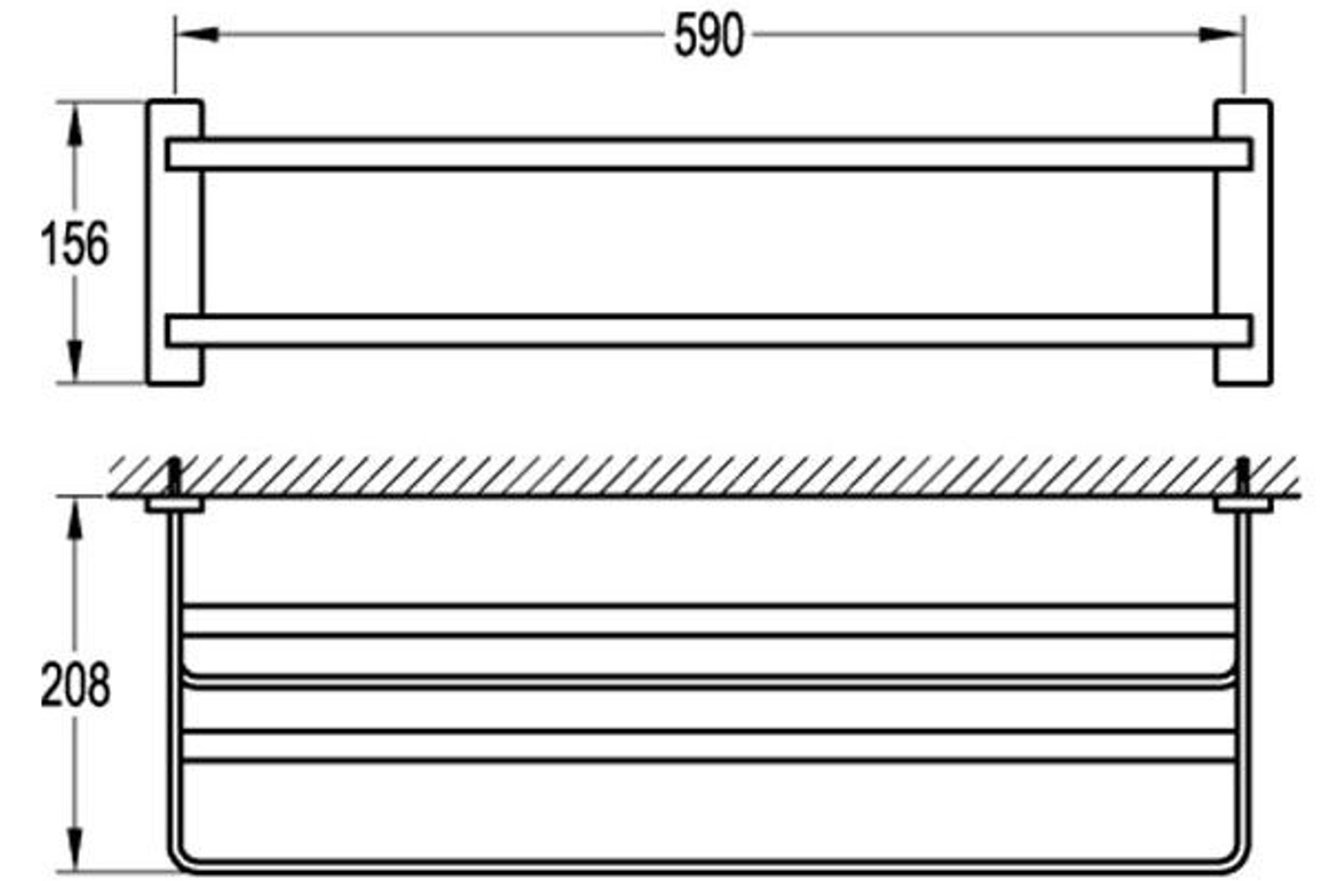 Cubic Long Towel Shelf & Rail 610mm
