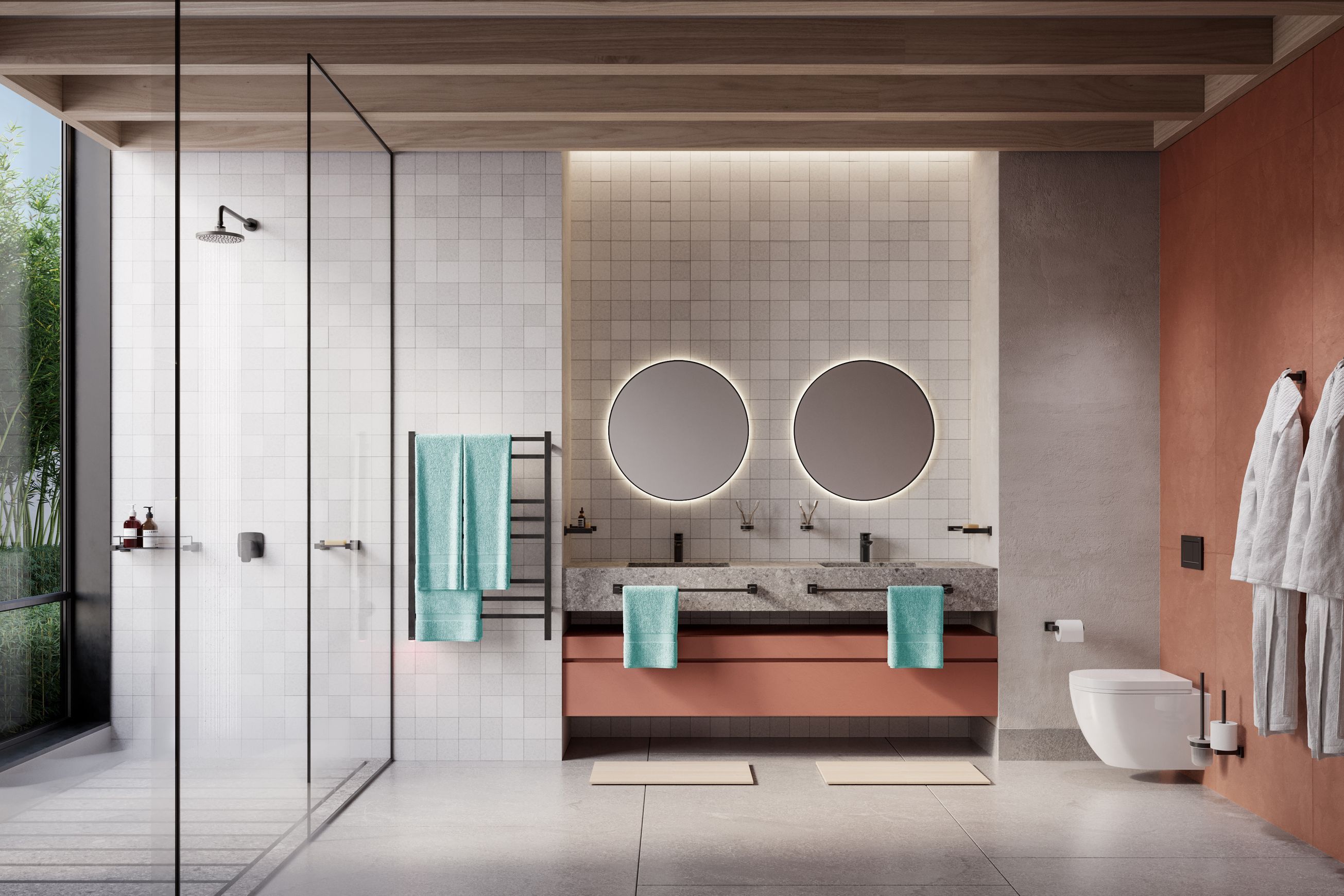 CUBIC 8 Bar 650mm Straight Heated Towel Rail with PTSelect Switch