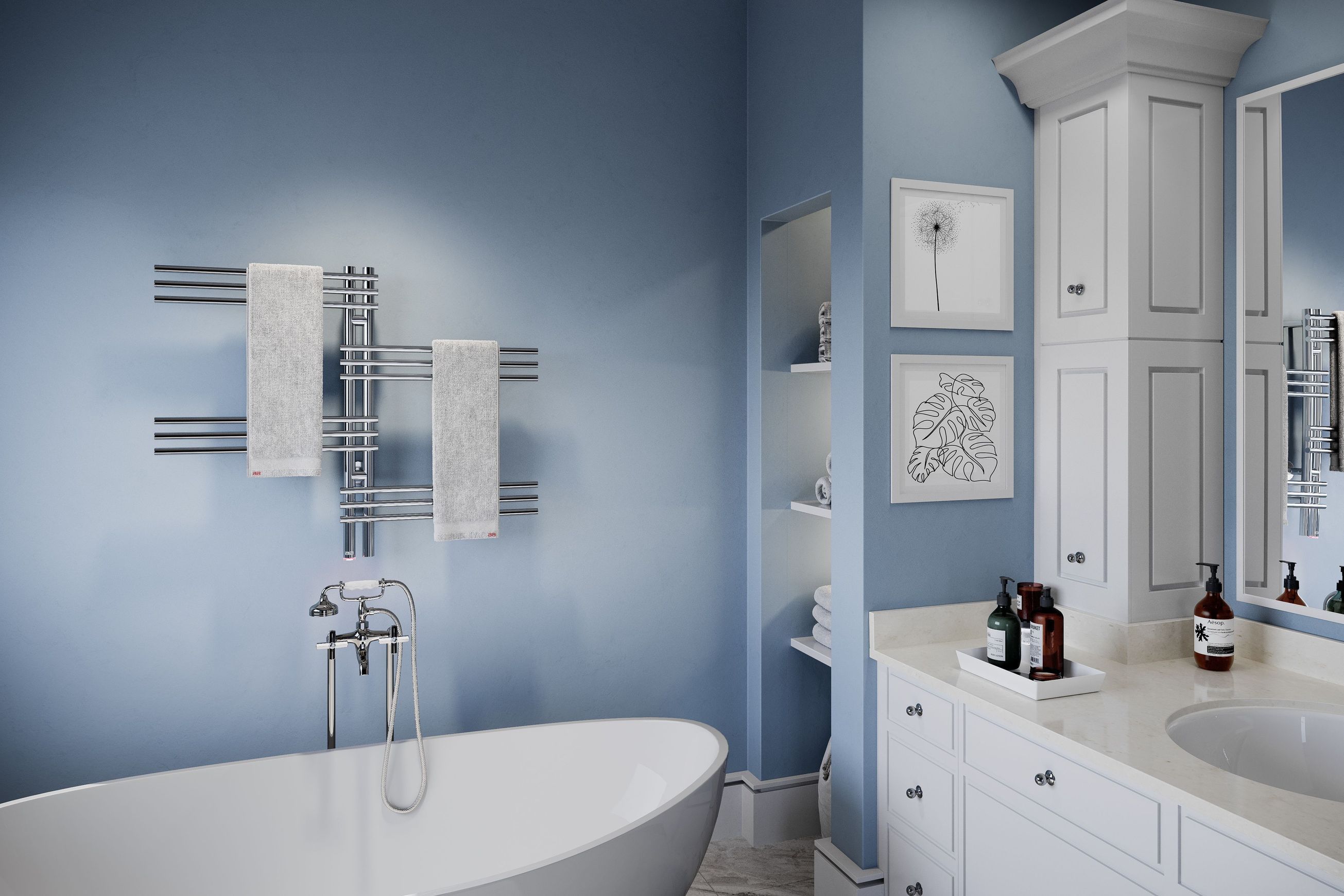 LOFT DUO 12 Bar 1000mm Straight Heated Towel Rail with PTSelect Switch