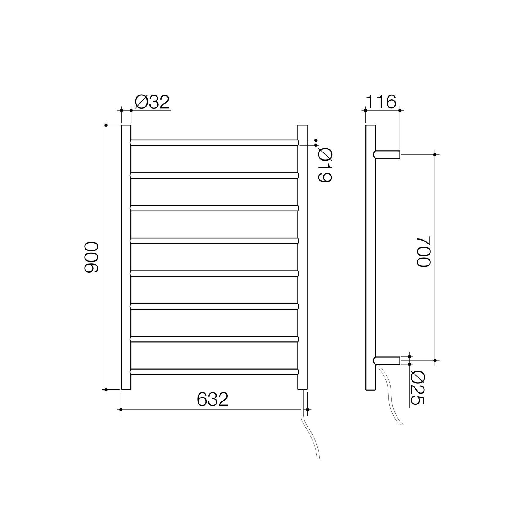 Liano II Heated Towel Ladder