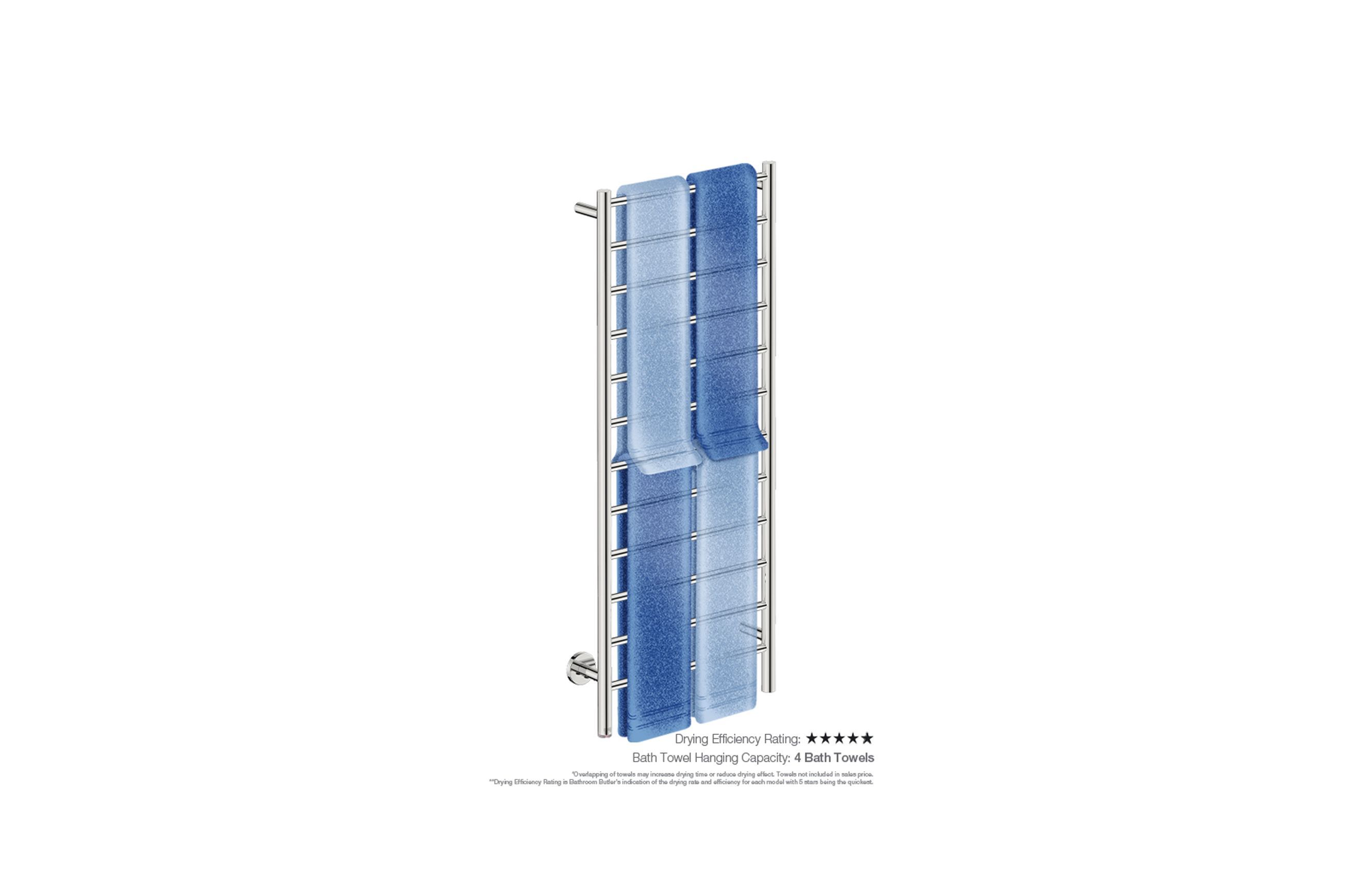 NATURAL 12 Bar 500mm Straight Heated Towel Rail with PTSelect Switch