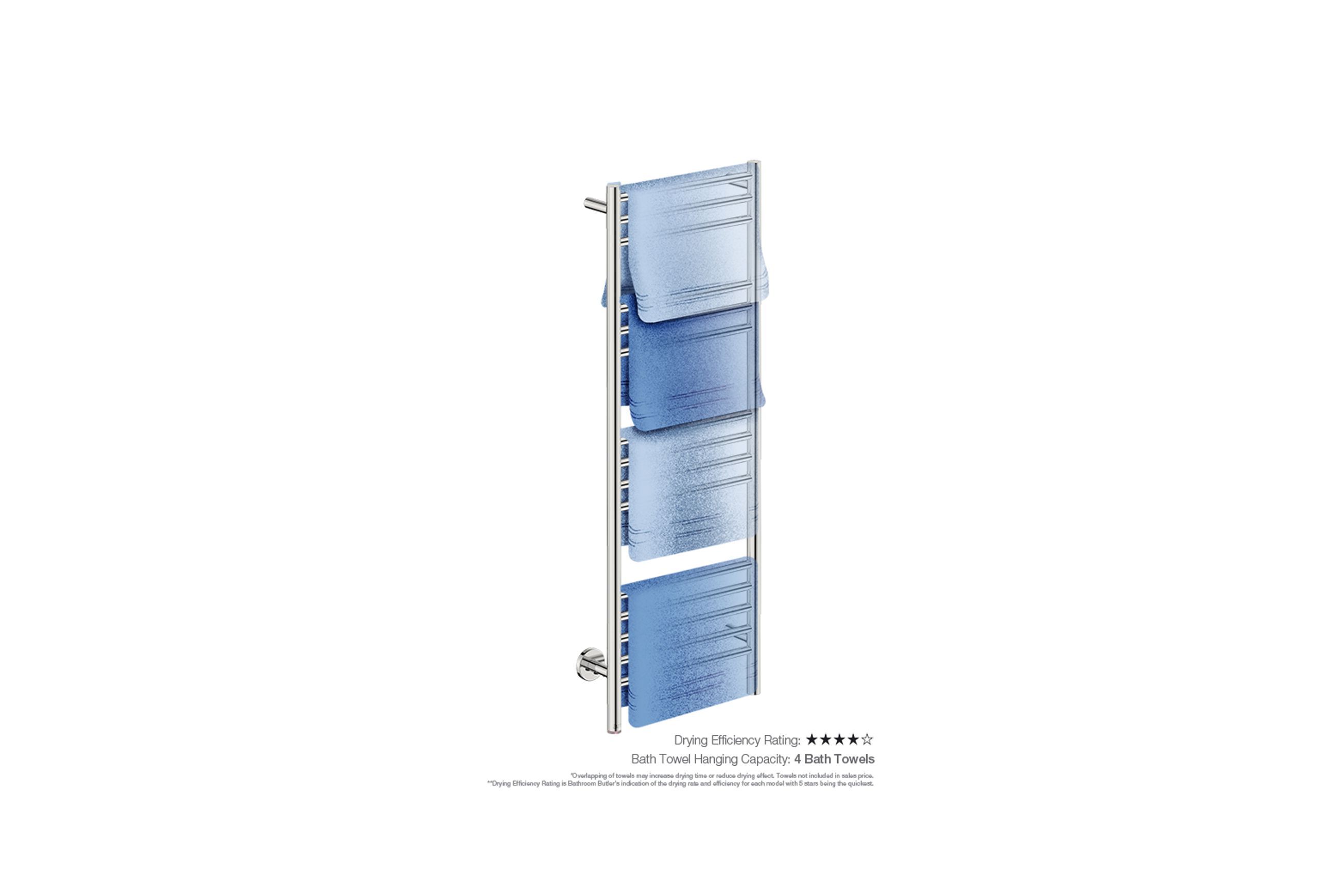 NATURAL 15 Bar 430mm Straight Heated Towel Rail with PTSelect Switch