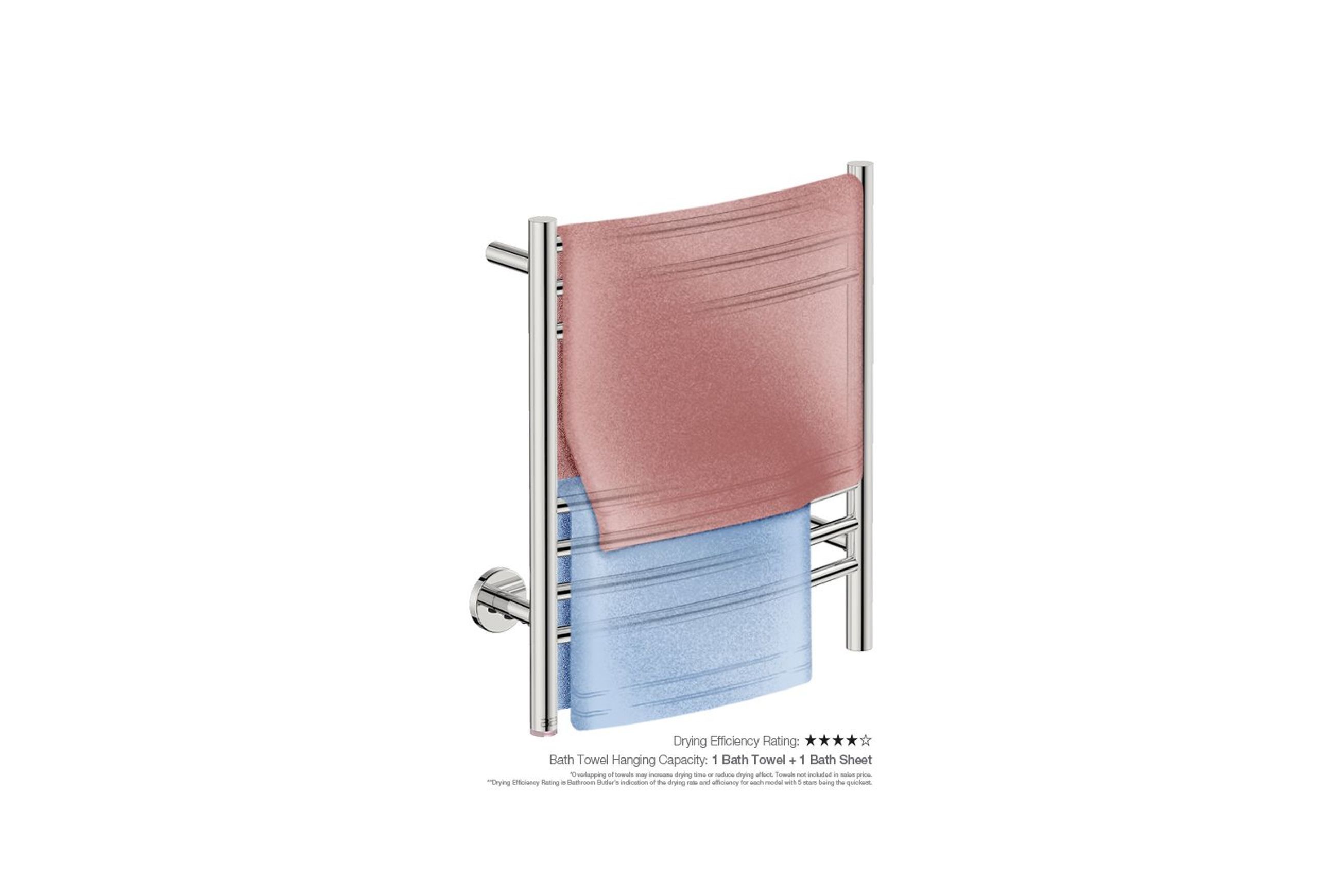 NATURAL 7 Bar 500mm Curved Heated Towel Rail with PTSelect Switch