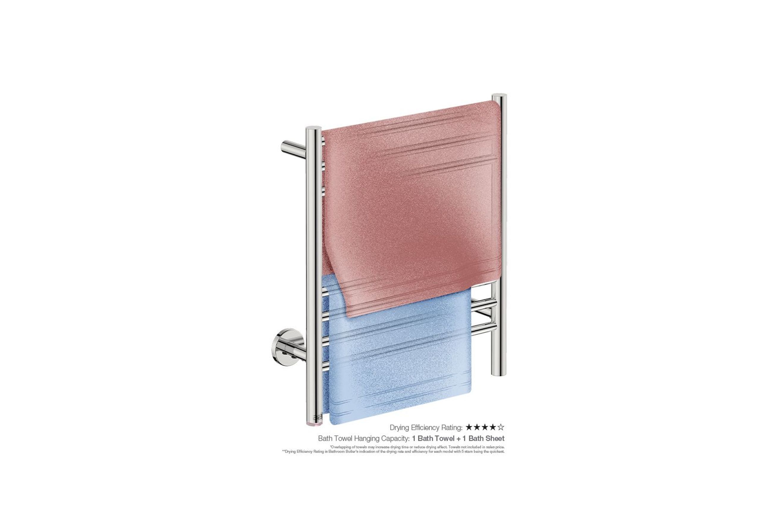 NATURAL 7 Bar 500mm Straight Heated Towel Rail with PTSelect Switch