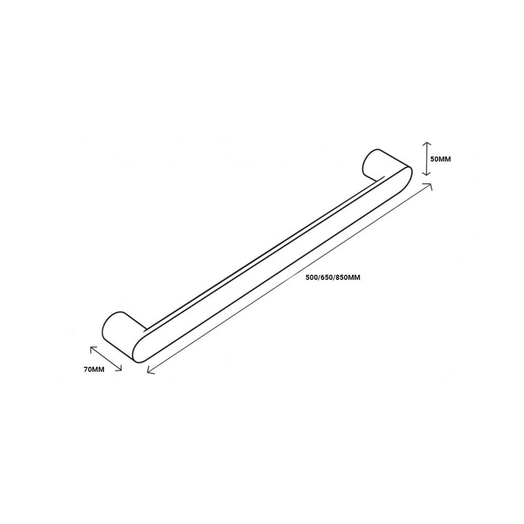 Towel Rail Single Bar Round 12V 650mm Chrome
