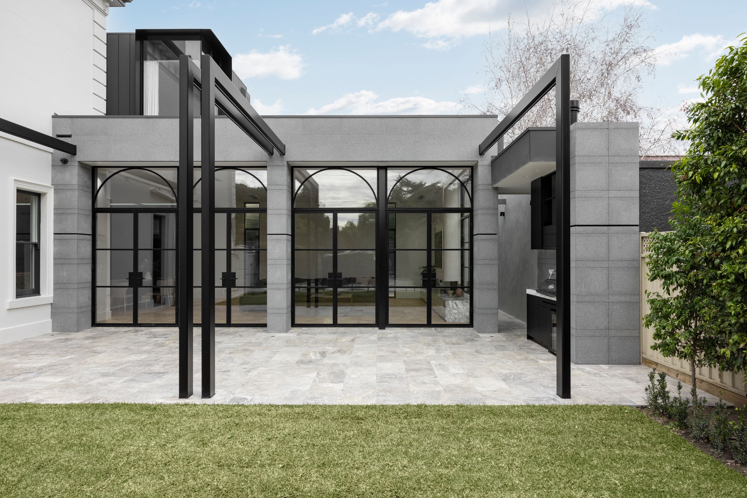 Arch Steel Frame Glass Hinge Doors - Galvanised FPS50