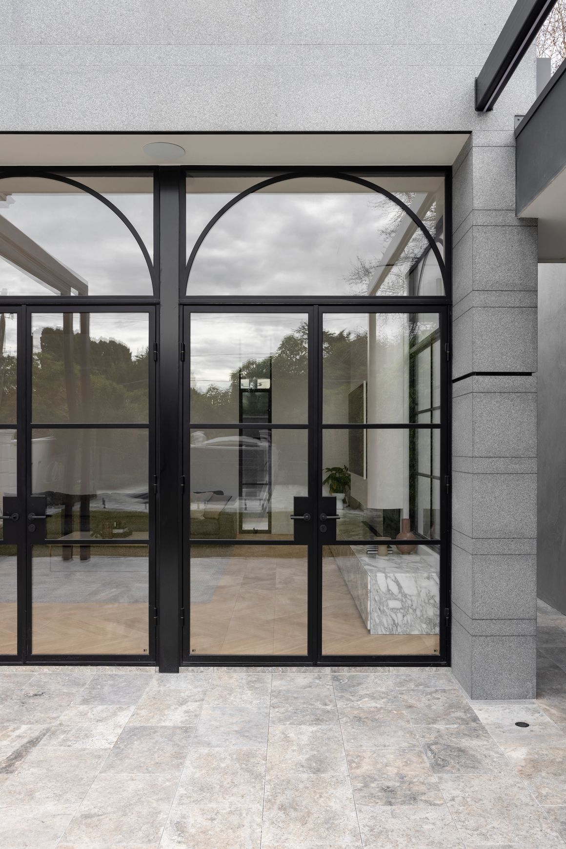 Arch Steel Frame Glass Hinge Doors - Galvanised FPS50