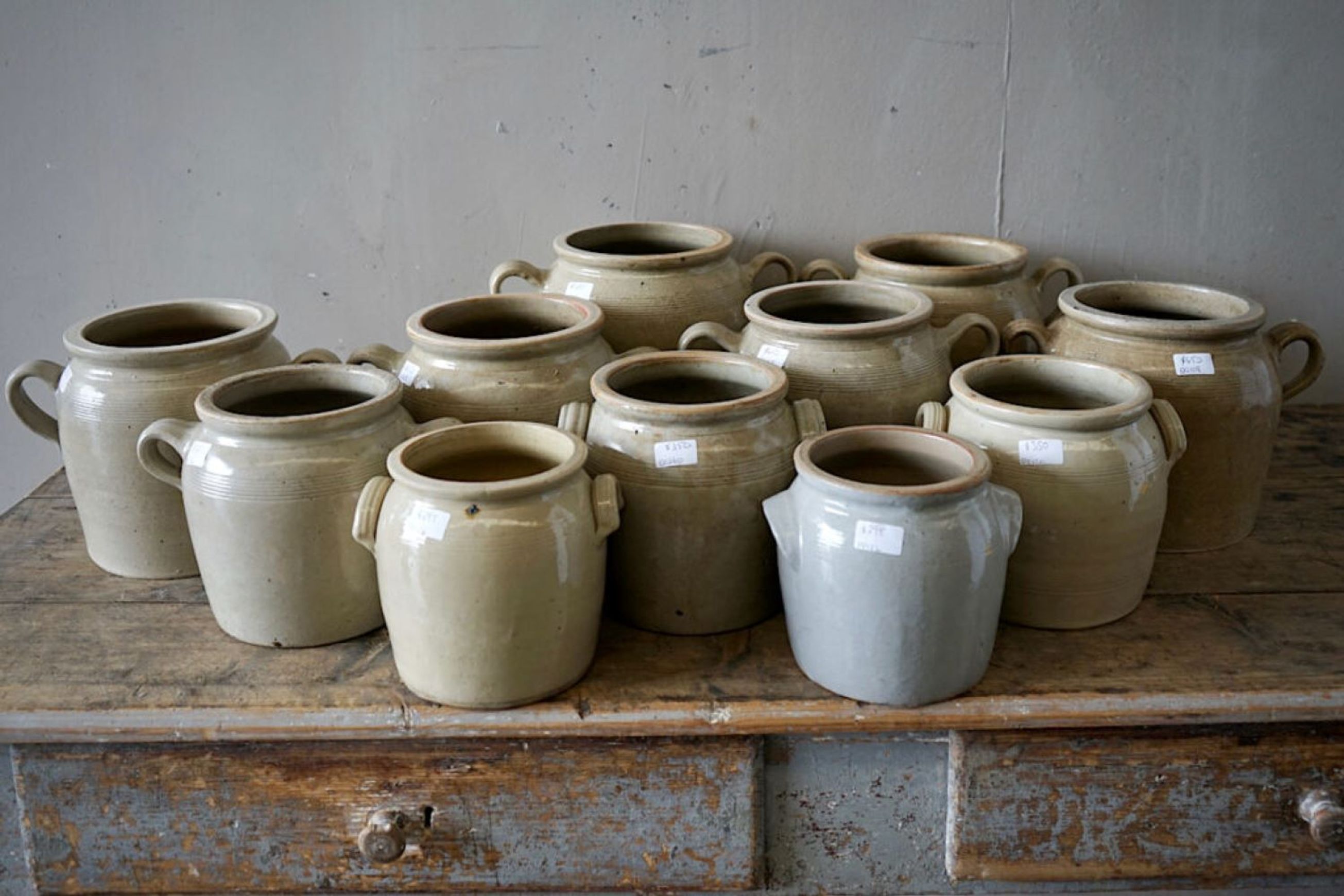 French Antique Stoneware Confit Pots
