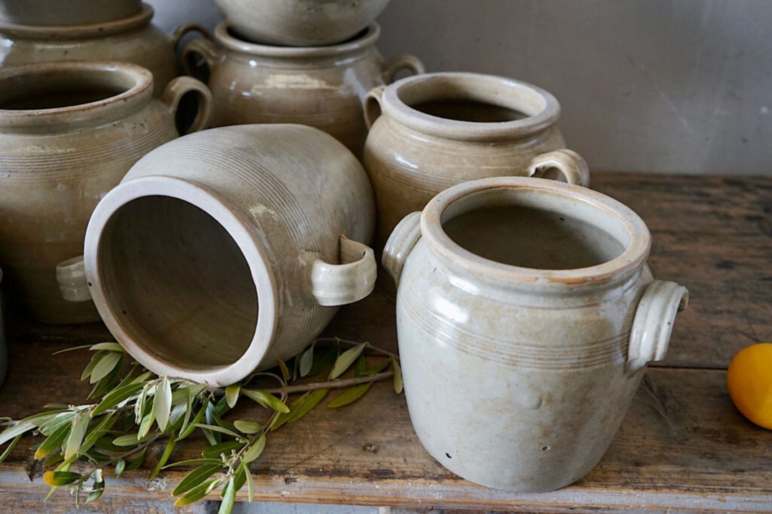 French Antique Stoneware Confit Pots