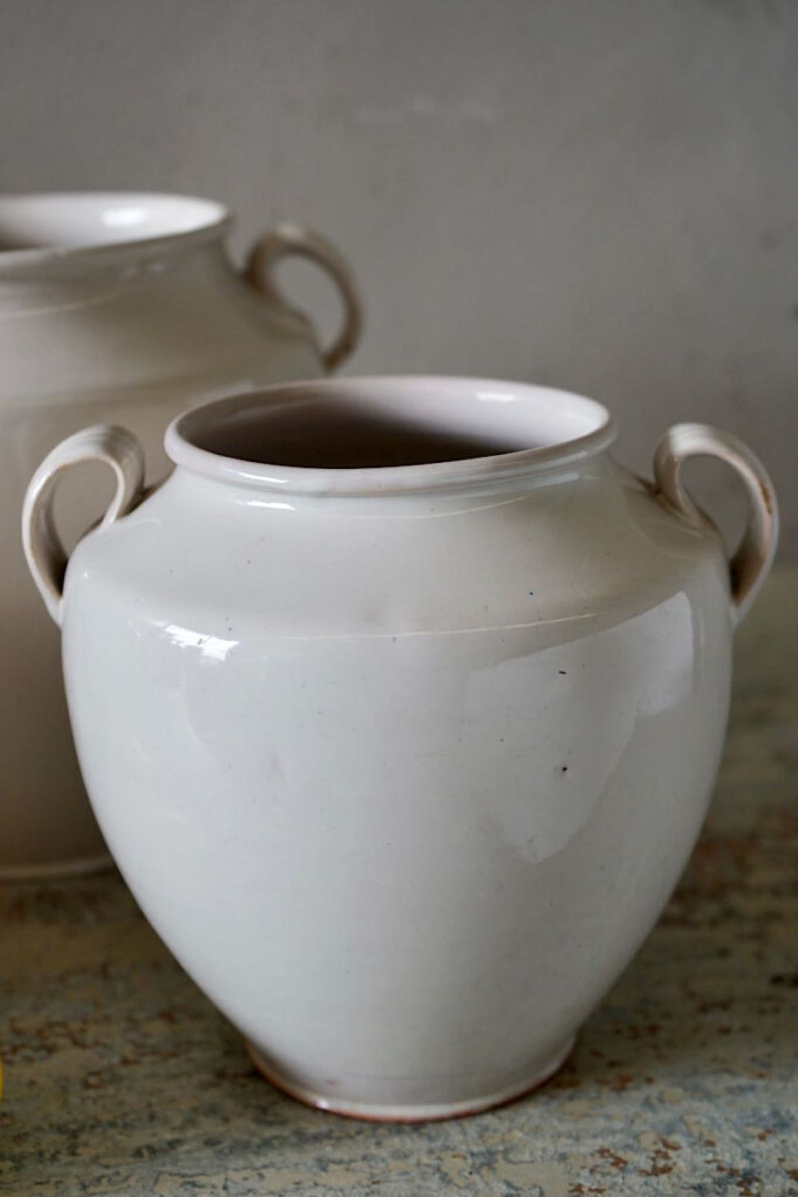 French Antique White Confit Pots