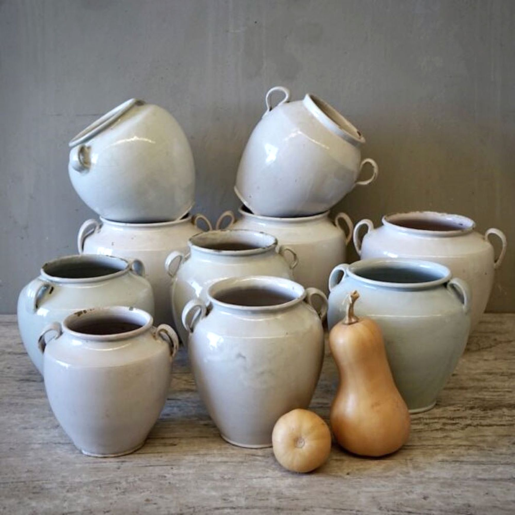 French Antique White Confit Pots