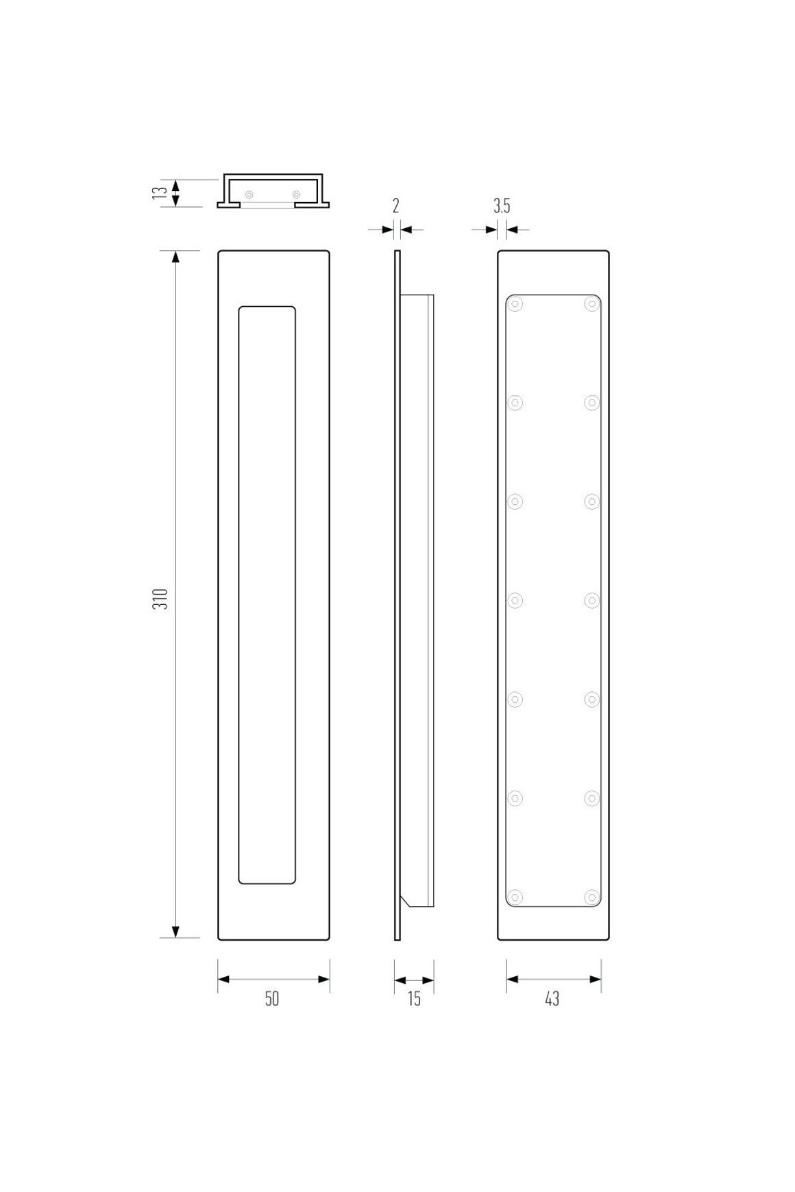 HB1475 310mm Offset Flush Pull
