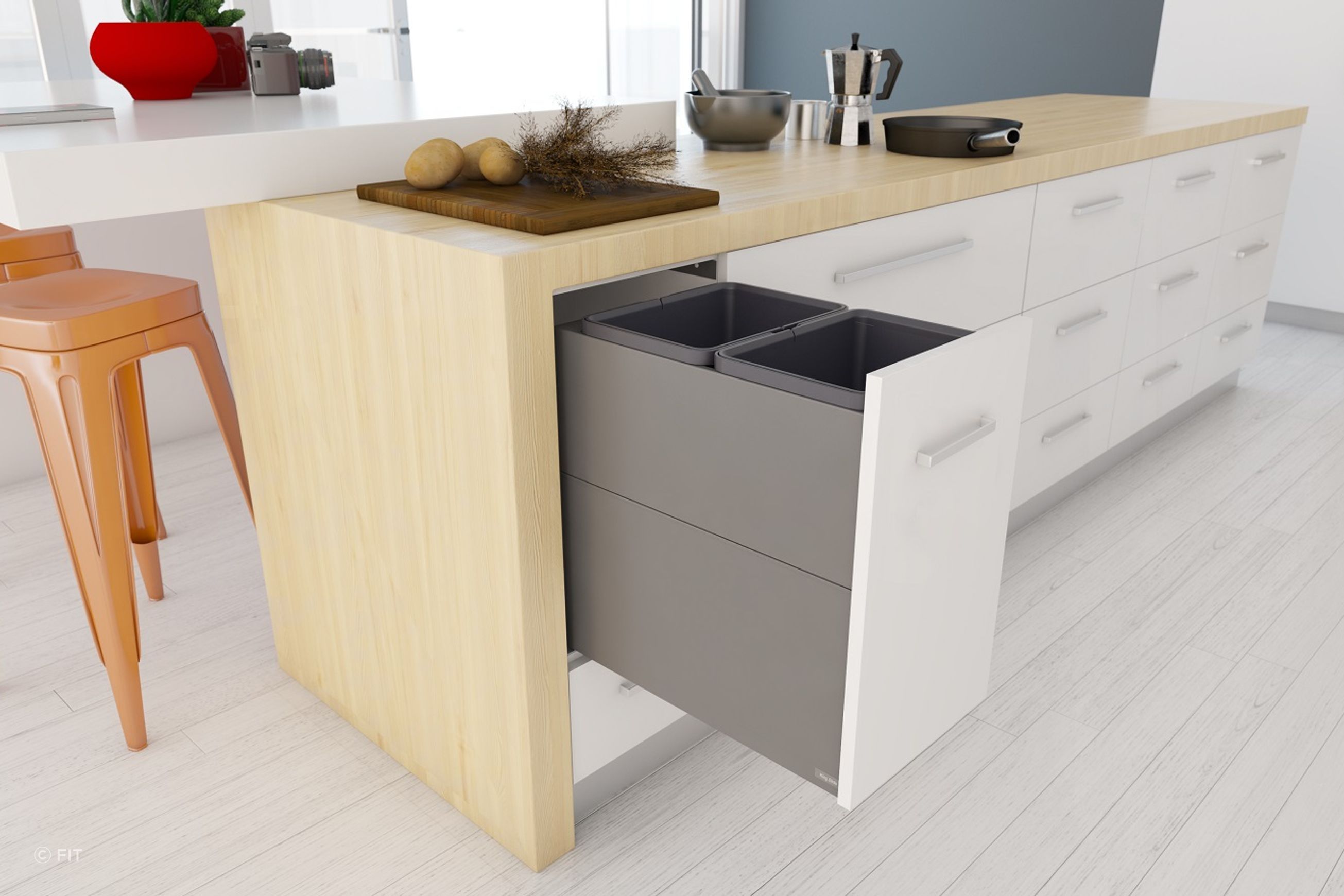 Tanova Designer Series 2 Pull Out Kitchen Bins