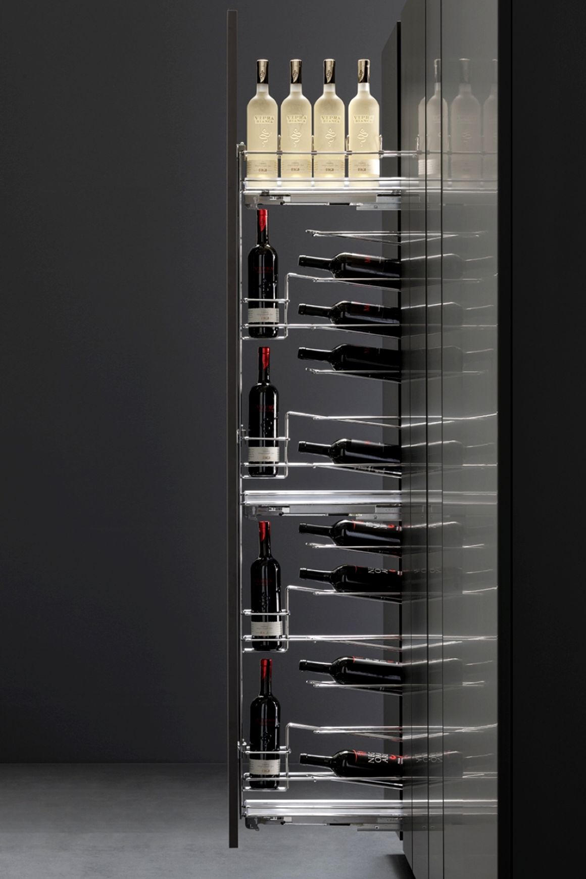 VIBO Pullout Bottle Rack 150 Cabinet - Galaxy Chrome