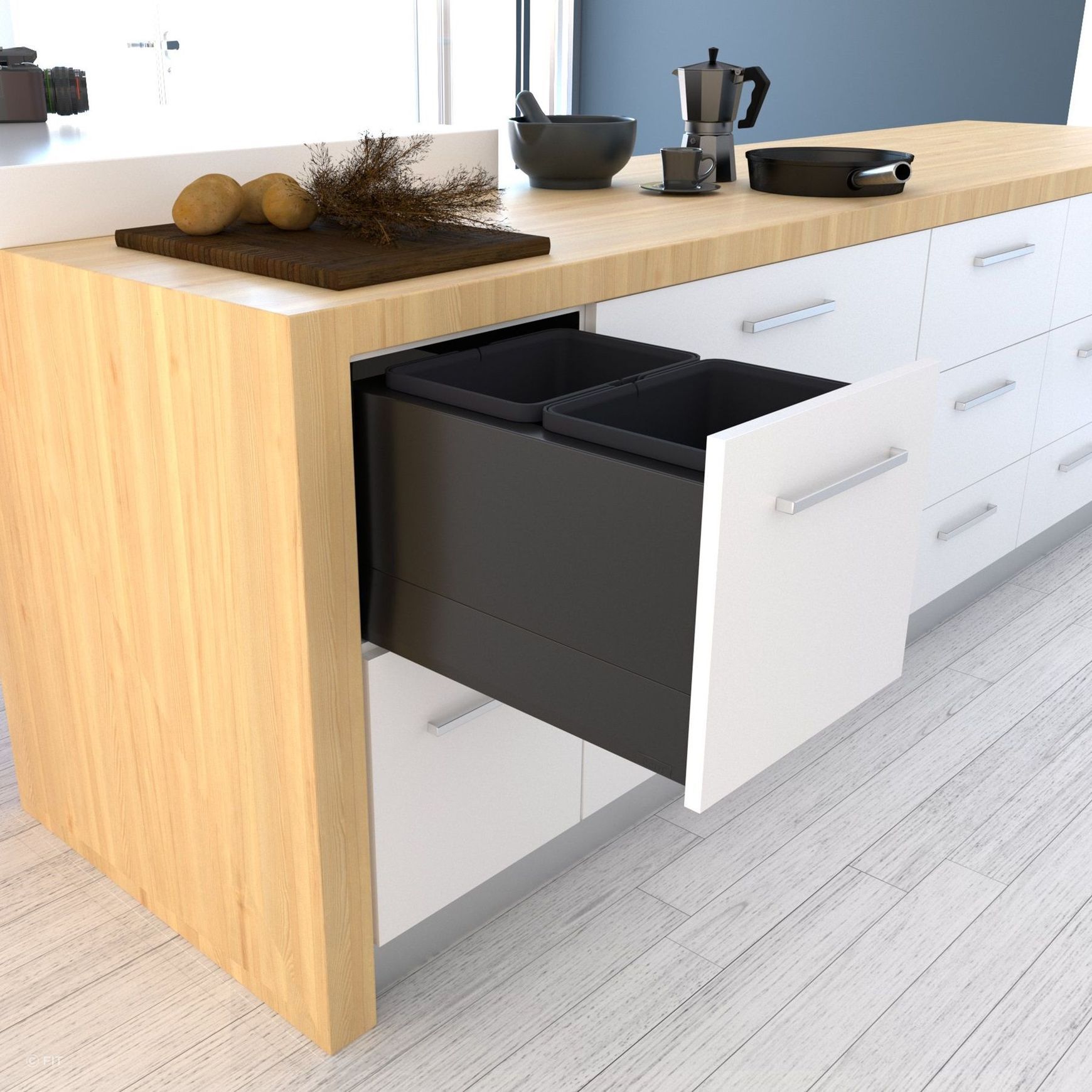 Tanova FLEX Kitchen Bin Solution For Slimline Drawers