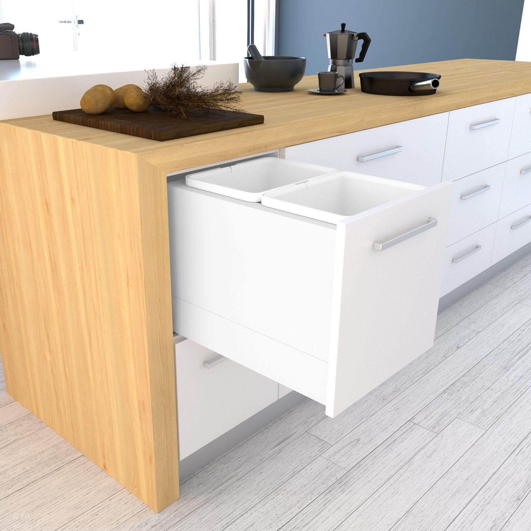 Tanova FLEX Kitchen Bin Solution For Slimline Drawers
