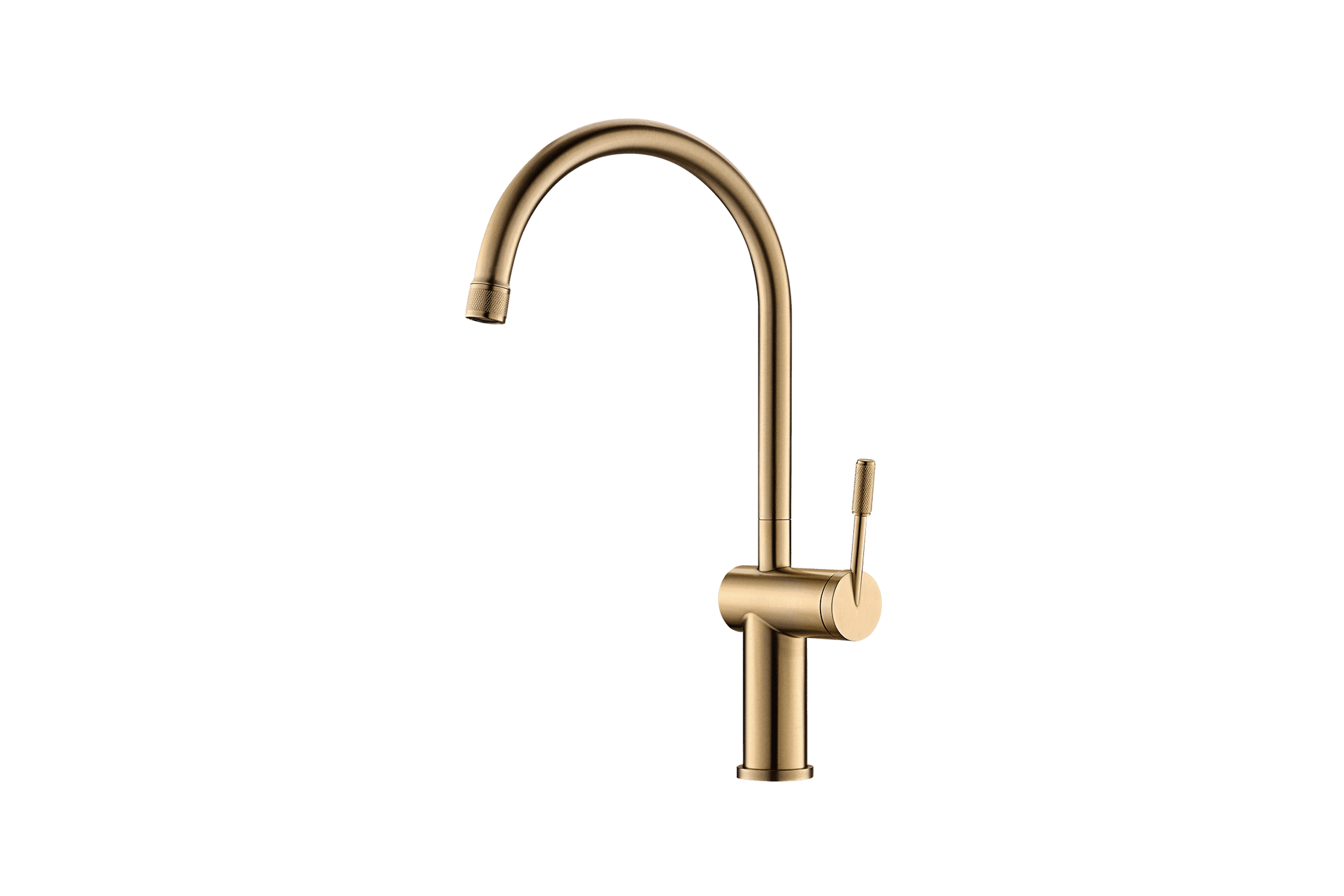 Rivet Gooseneck Kitchen Mixer Brushed Brass