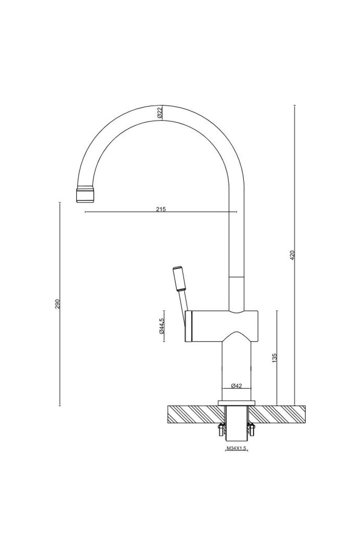 Rivet Gooseneck Kitchen Mixer Gun Metal