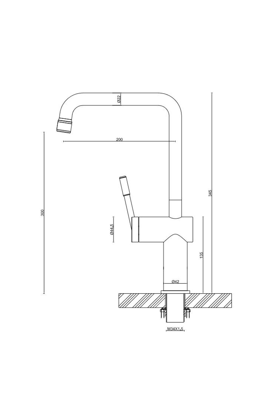 Rivet Straight Neck Kitchen Mixer Brushed Nickel