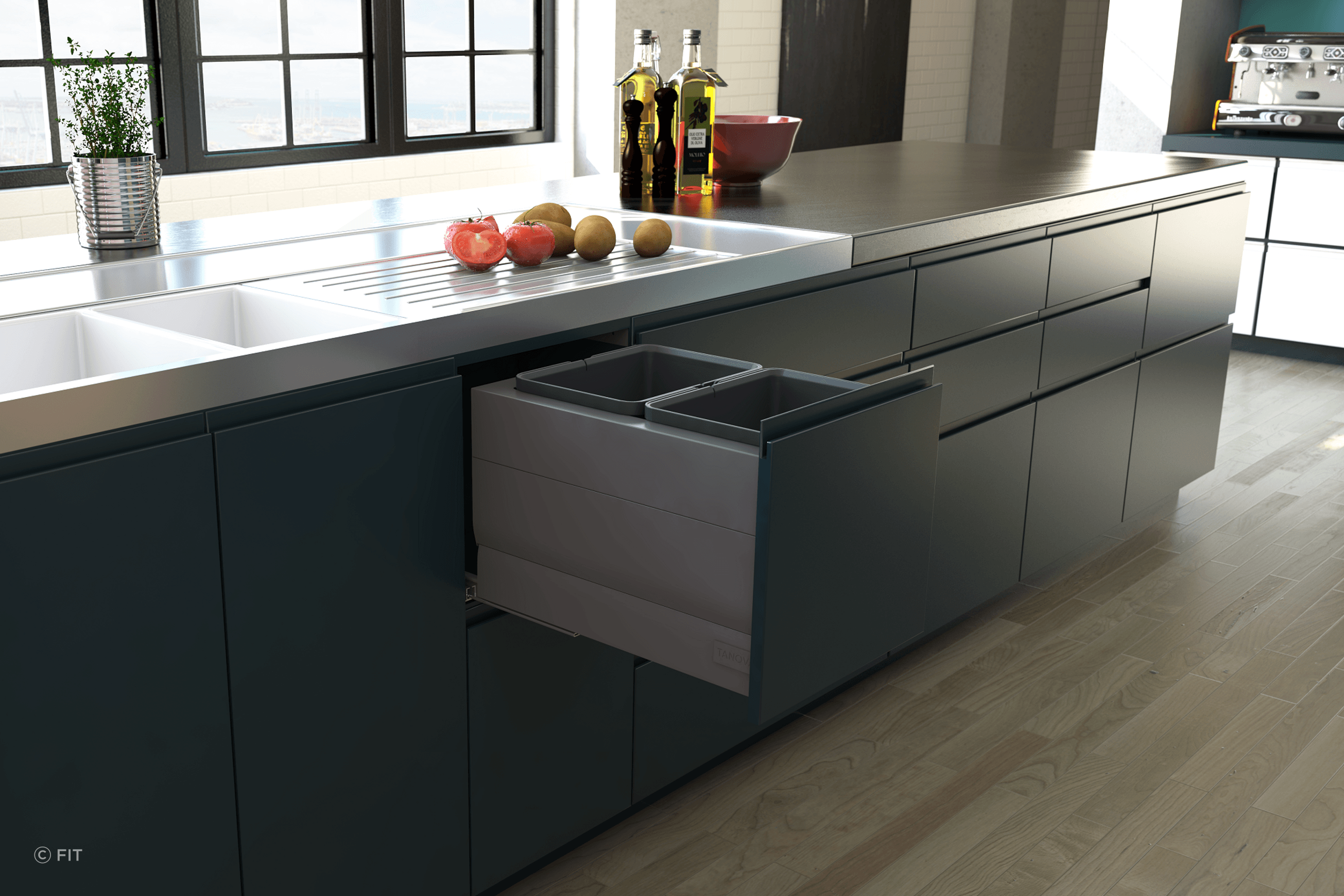 Tanova Designer Series Pull Out Kitchen Bins