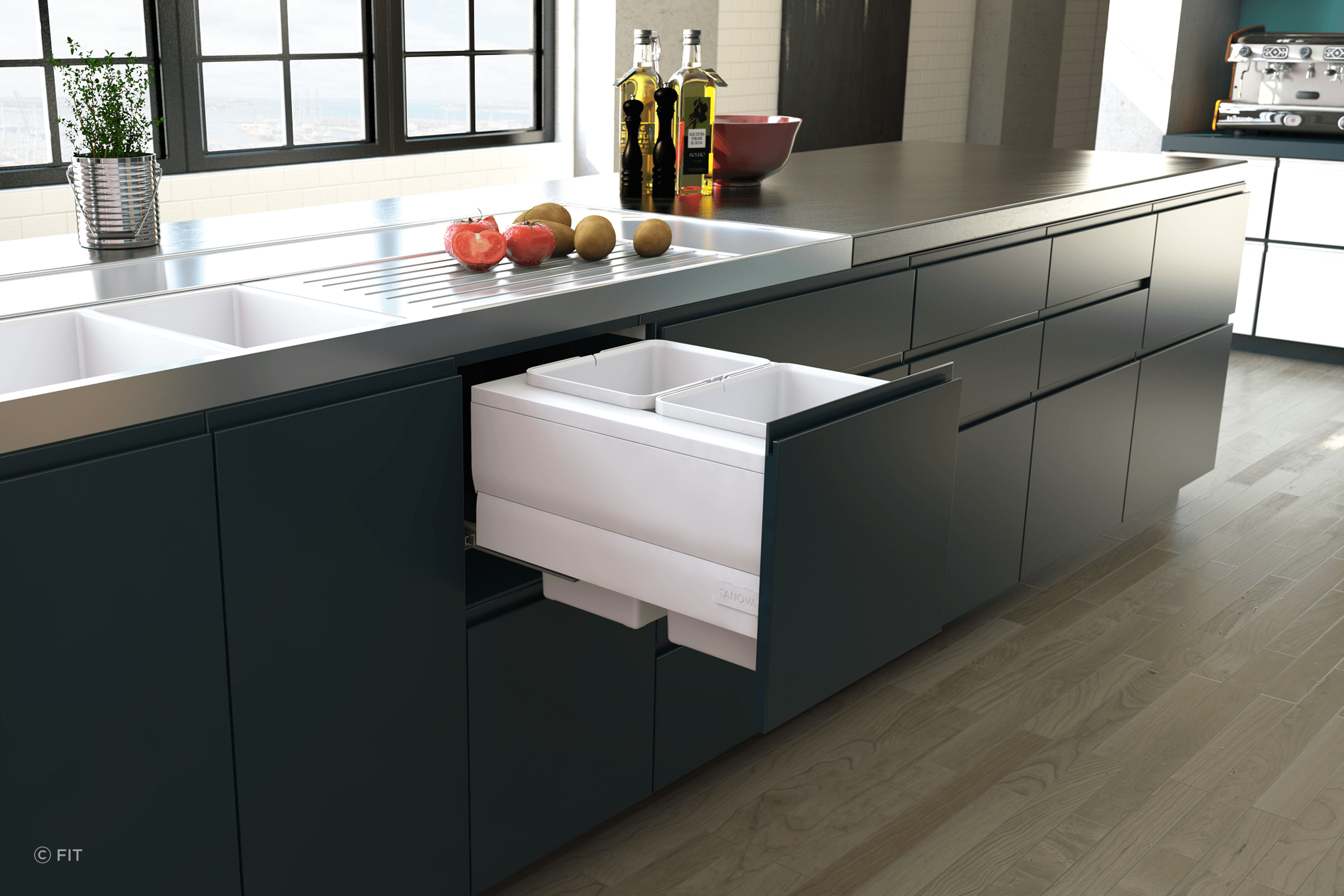 Tanova Designer Series Pull Out Kitchen Bins