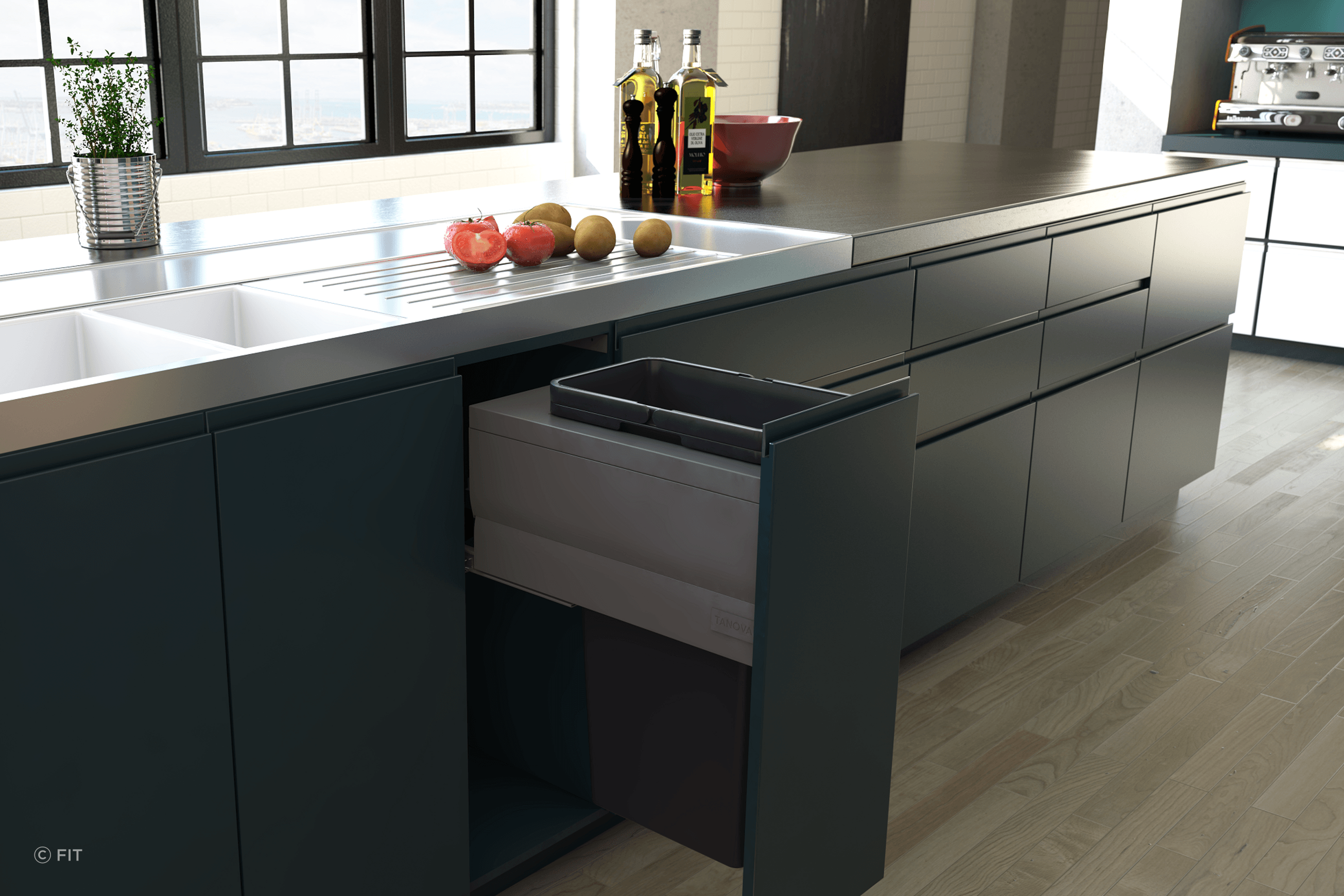 Tanova Designer Series Pull Out Kitchen Bins