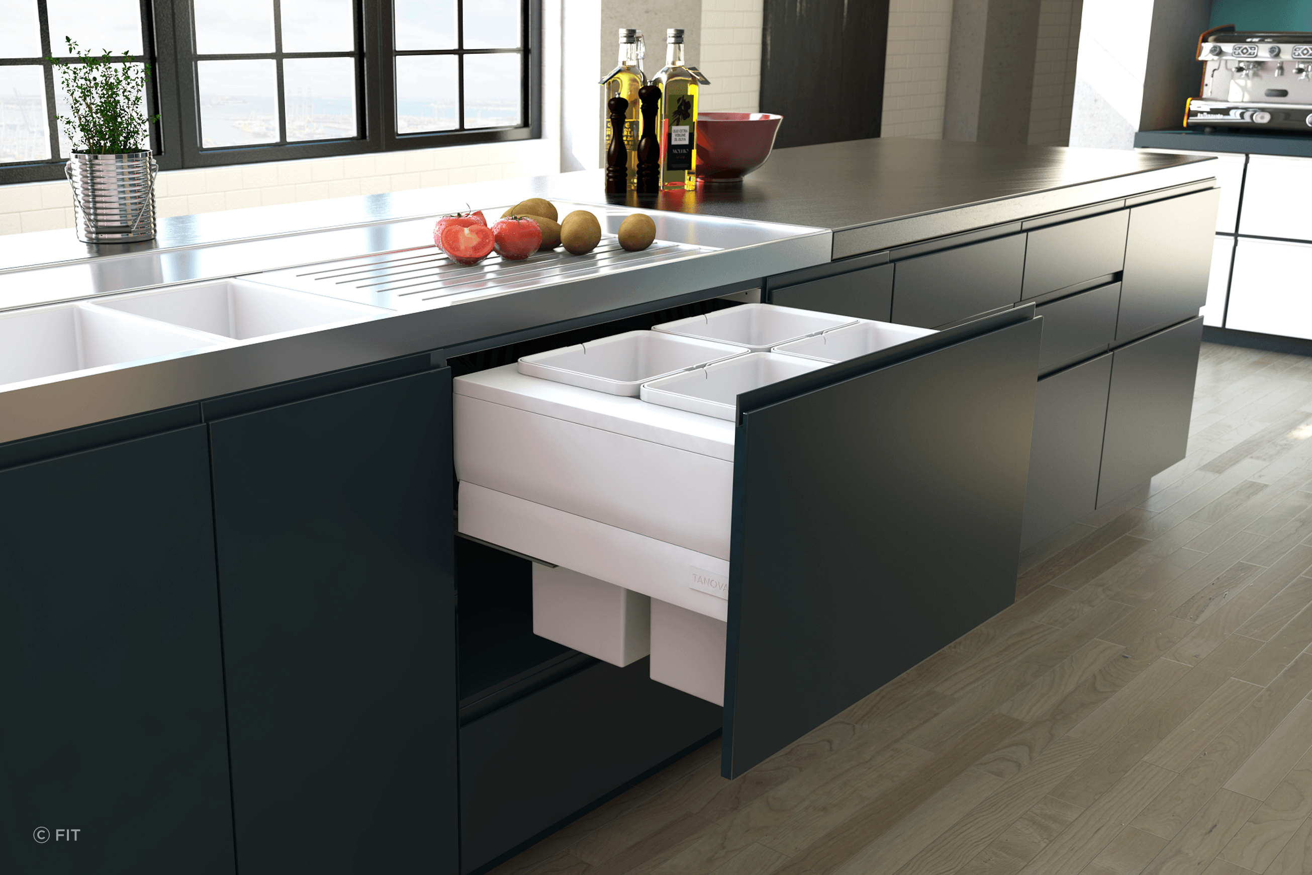 Tanova Designer Series Pull Out Kitchen Bins