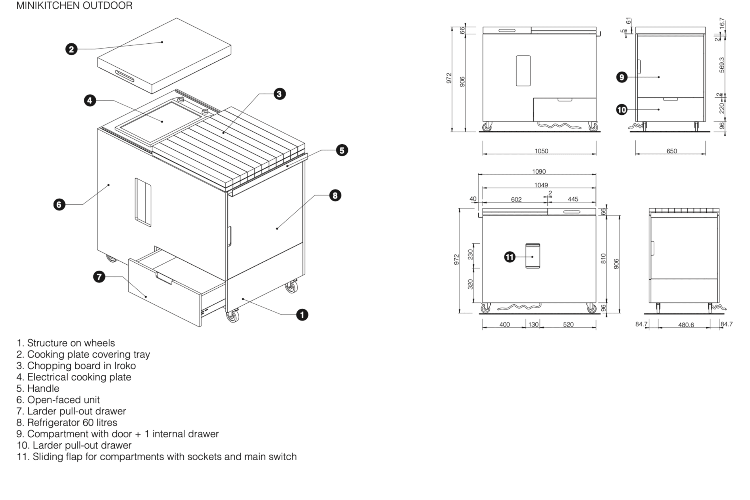 Minikitchen Outdoor by Boffi dimensions