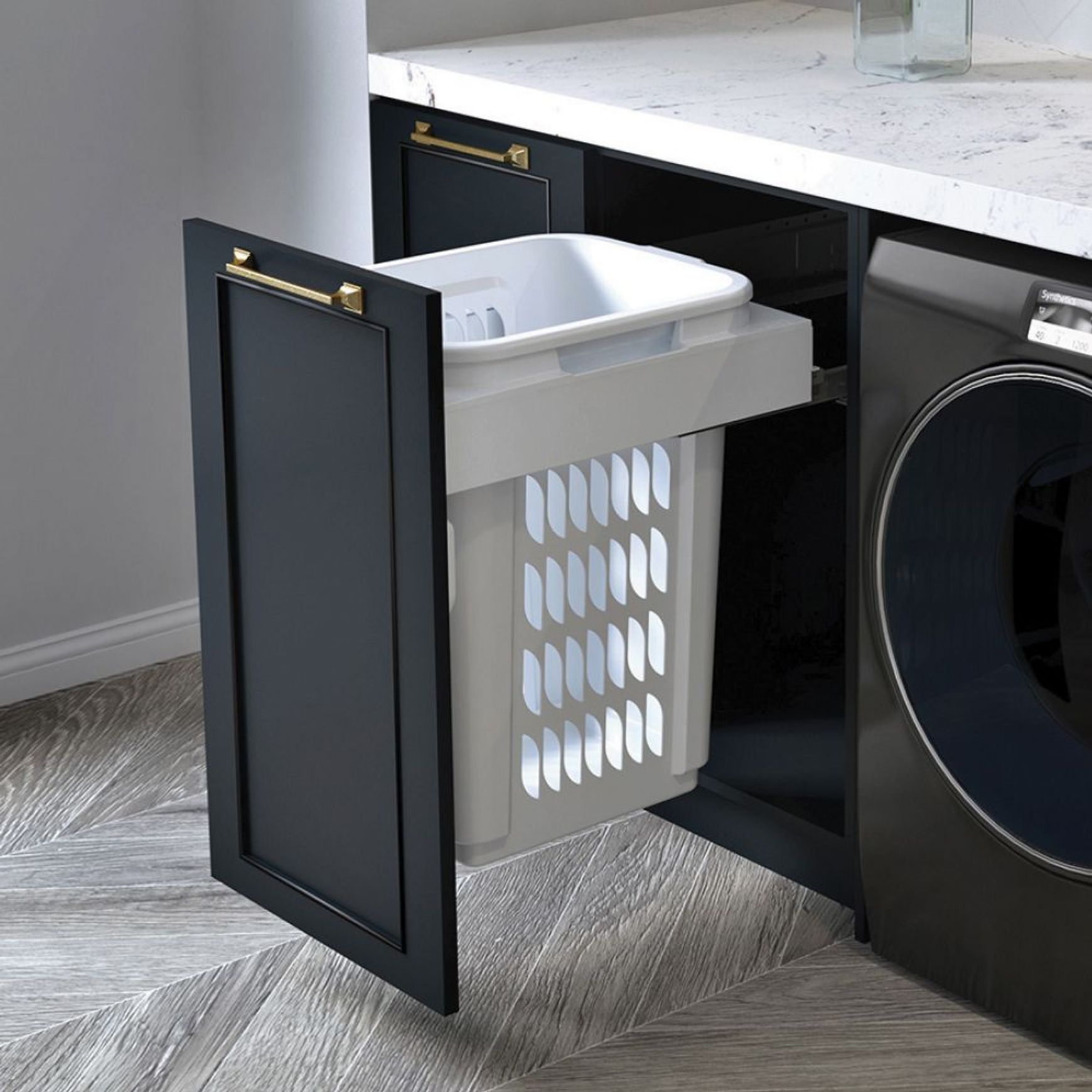 Concelo 1 x 60L Laundry Hamper | Door Pull | White